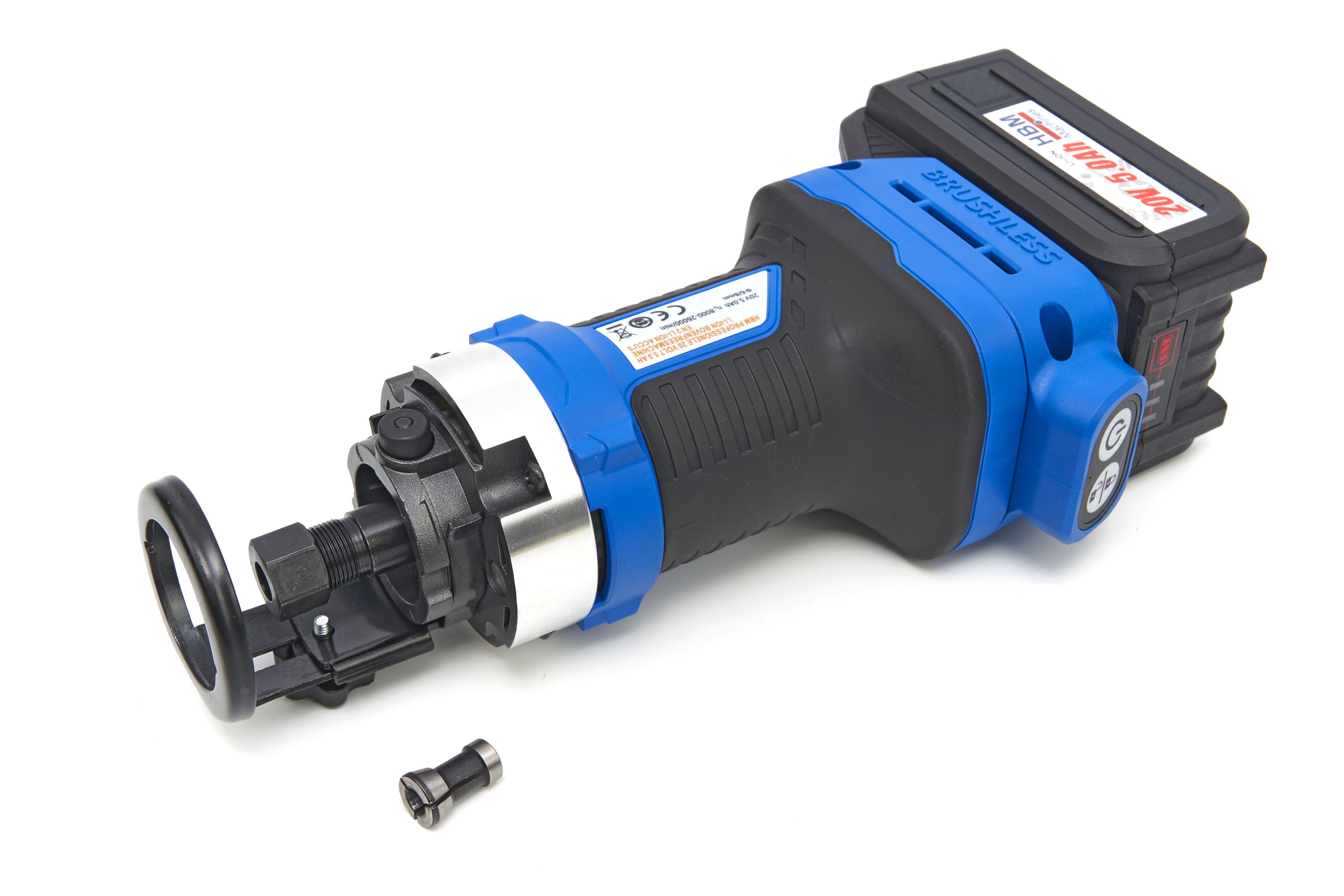 Fresatrice Professionale HBM da 20 Volt 5,0 AH Li-ion e 2 Batterie Li-ion Image 9