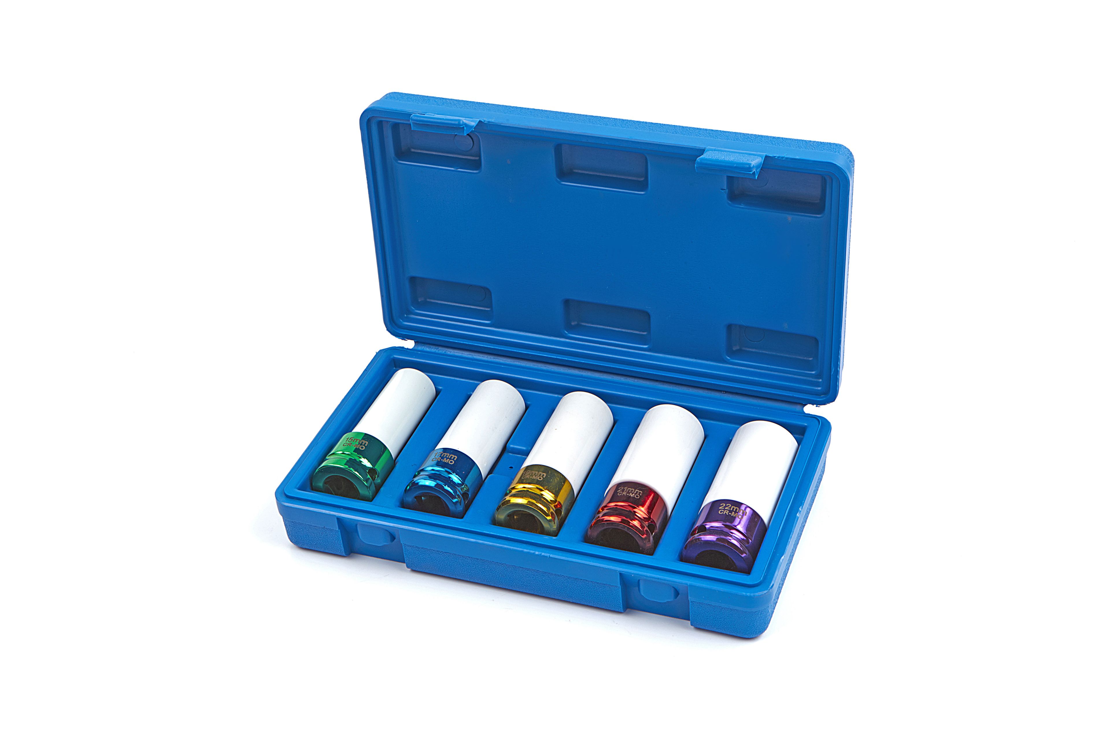 Juego de 5 cabezales de impacto largos HBM con fundas de plástico