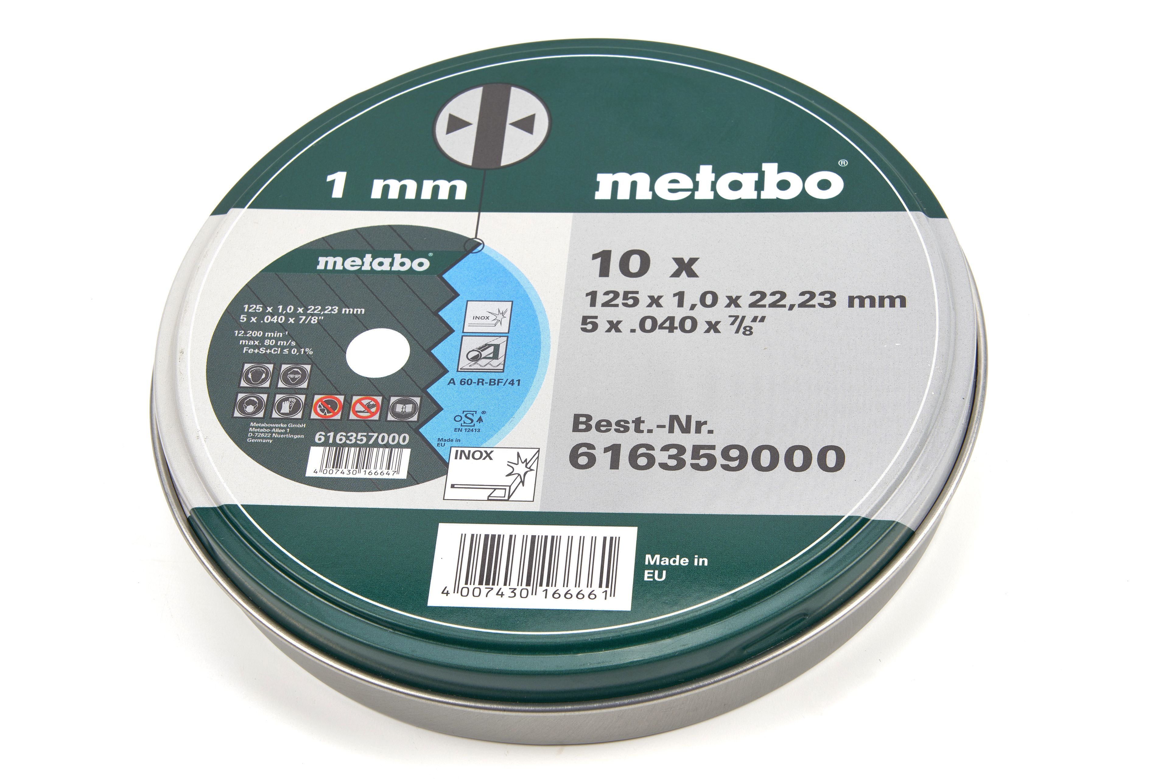 Metabo 10 Piezas 125 x 1 mm. Disco de corte para acero inoxidable entregado en caja de almacenamiento Image 4