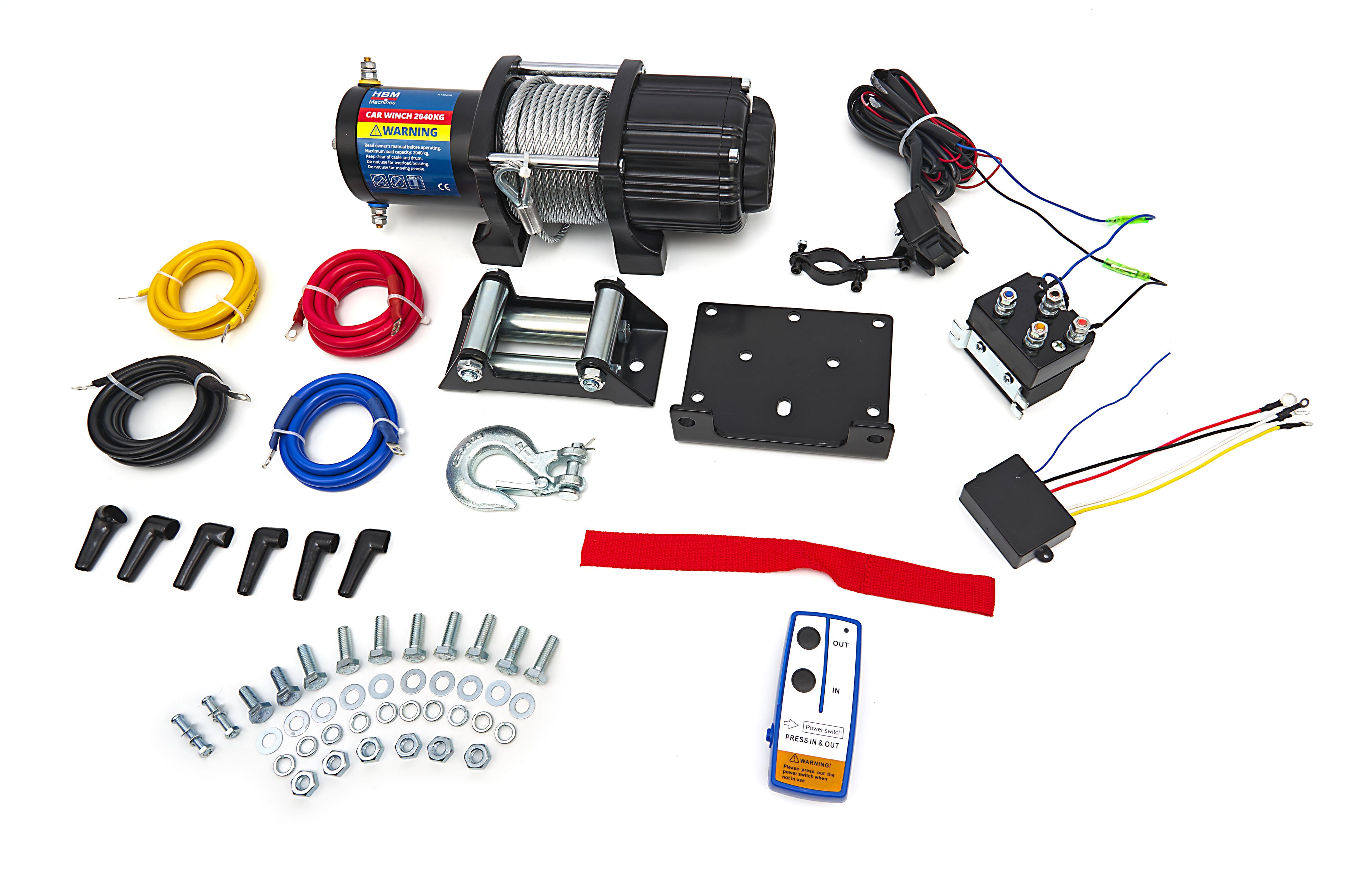 HBM 2000 kg 12 Volt Cabrestante Profesional de Bumper con control remoto fijo y inalámbrico