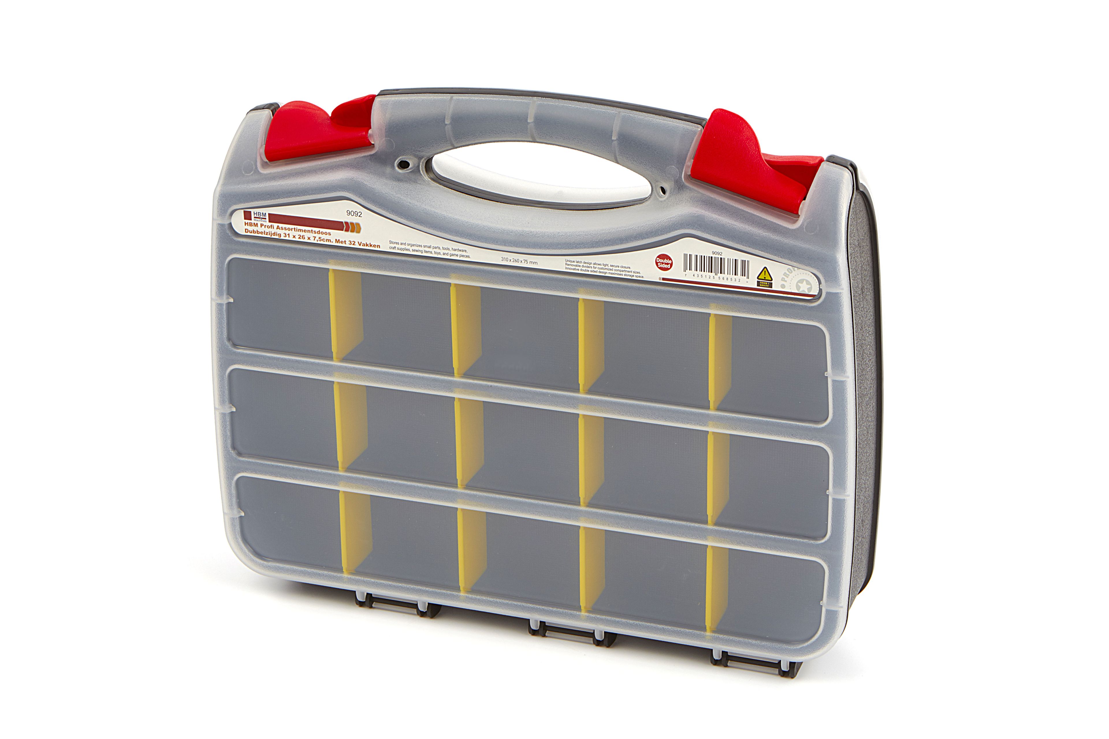 HBM Double coffre à outils pour assortiment 31 x 26 x 7,5 cm 32 compartiments Image 6