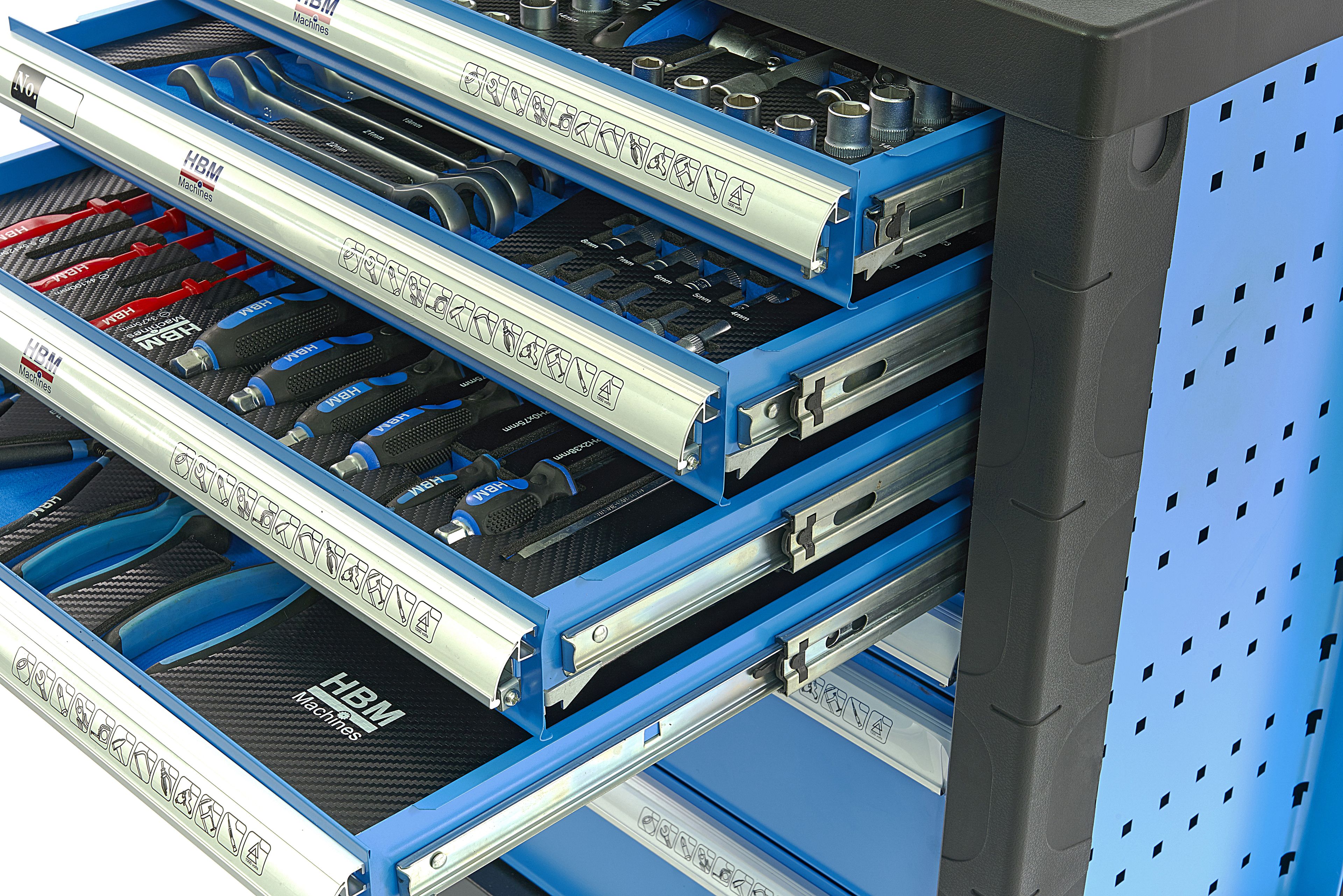 HBM gevulde gereedschapswagen 154-delig, blauw Image 7