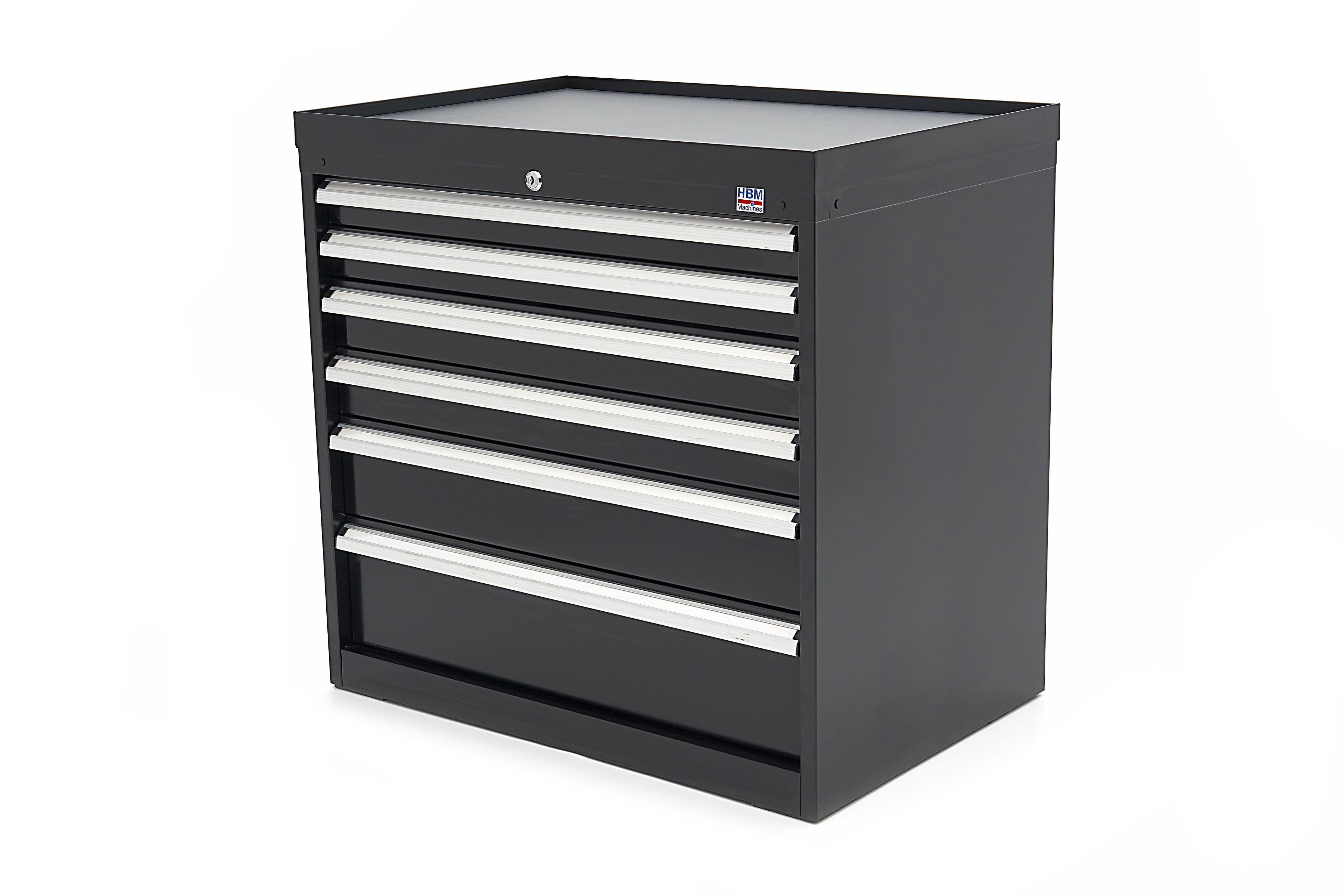 HBM Profi-Werkzeugschrank mit 6 Schubladen / Schubladenschrank, 88 x 58 x 80 cm, schwarz 