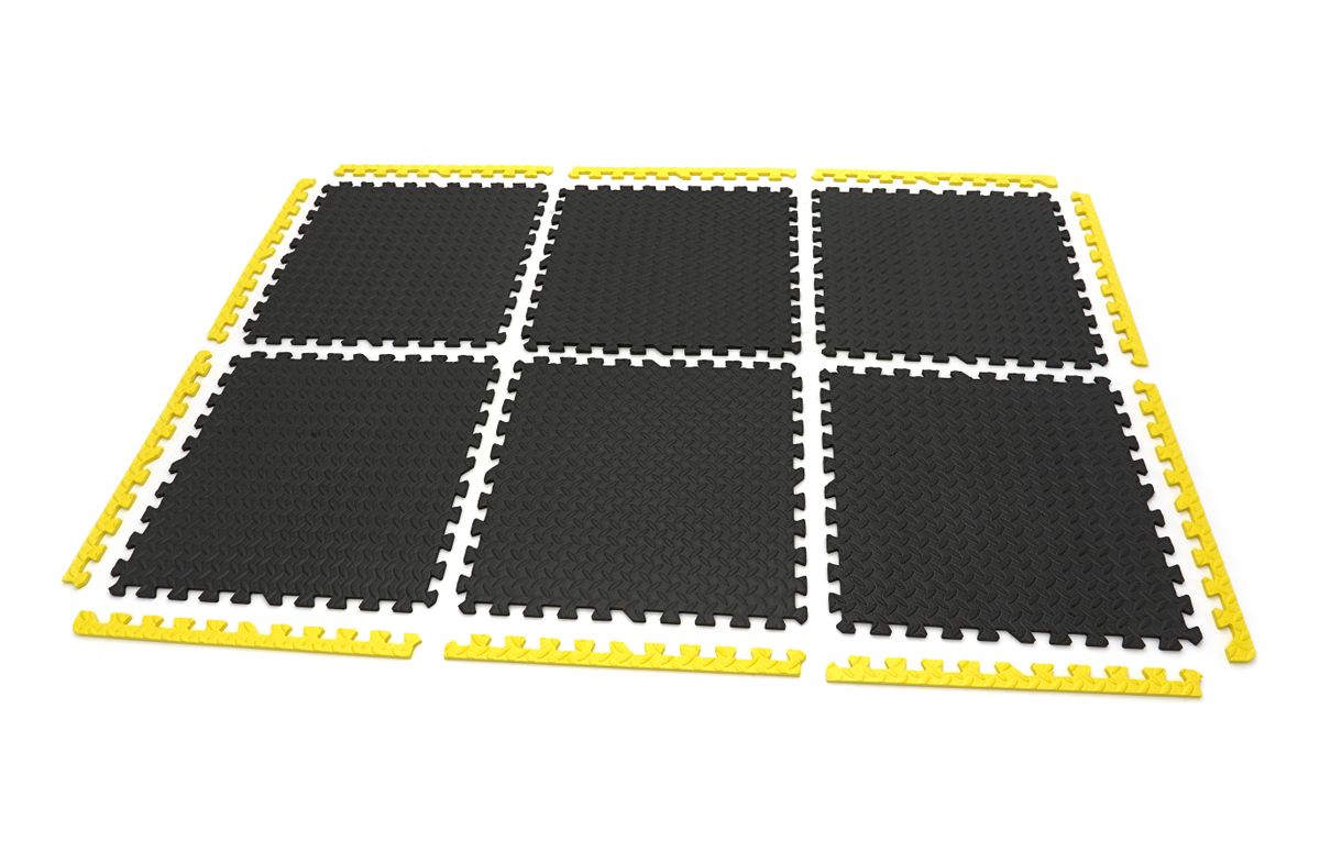 HBM Bodenschutzmatten-Set aus EVA 6-teilig, schwarz, gelb