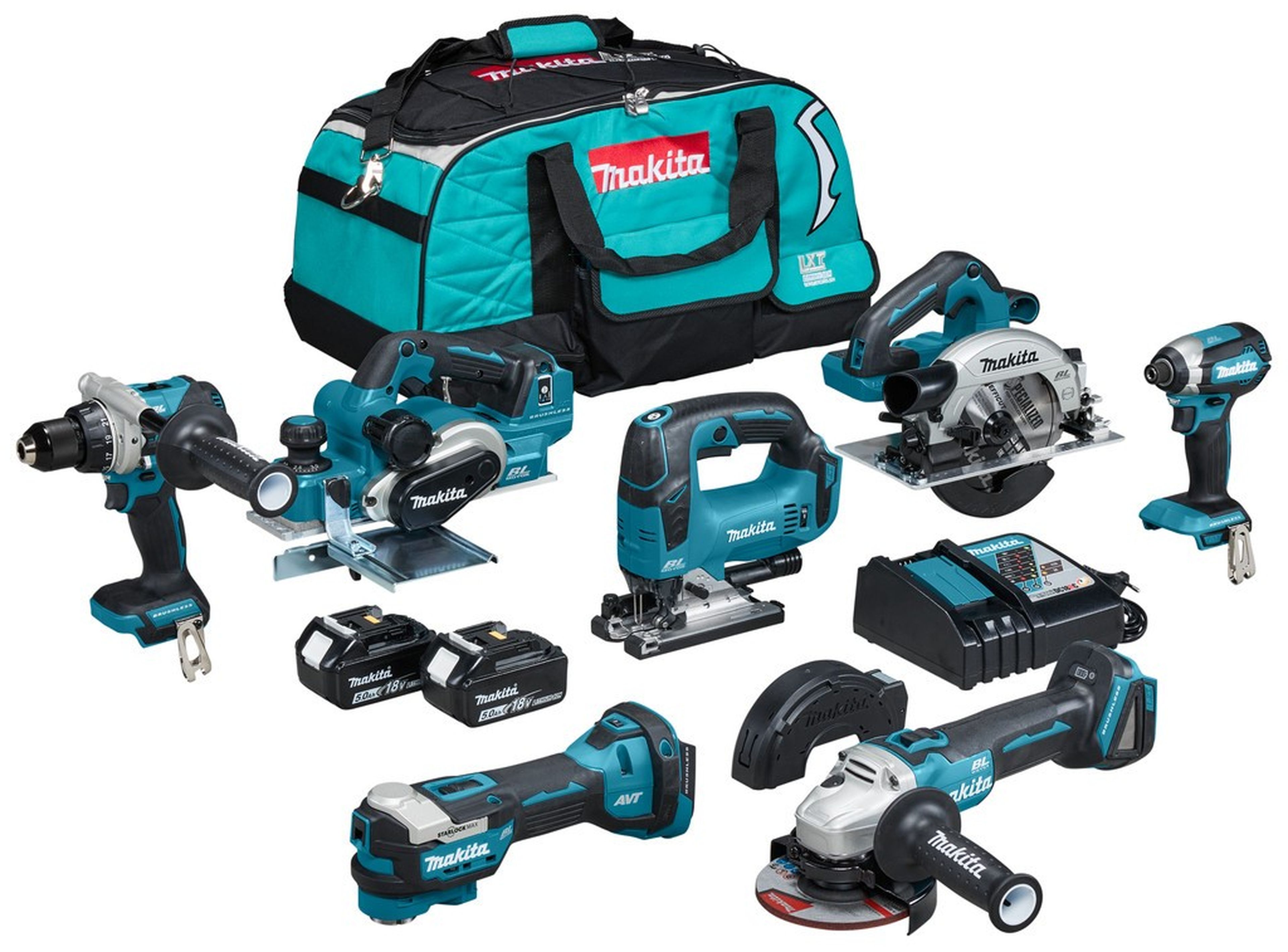 Makita DLX7019TX1 18V Combiset 2x5,0 Ah Accu met Snellader