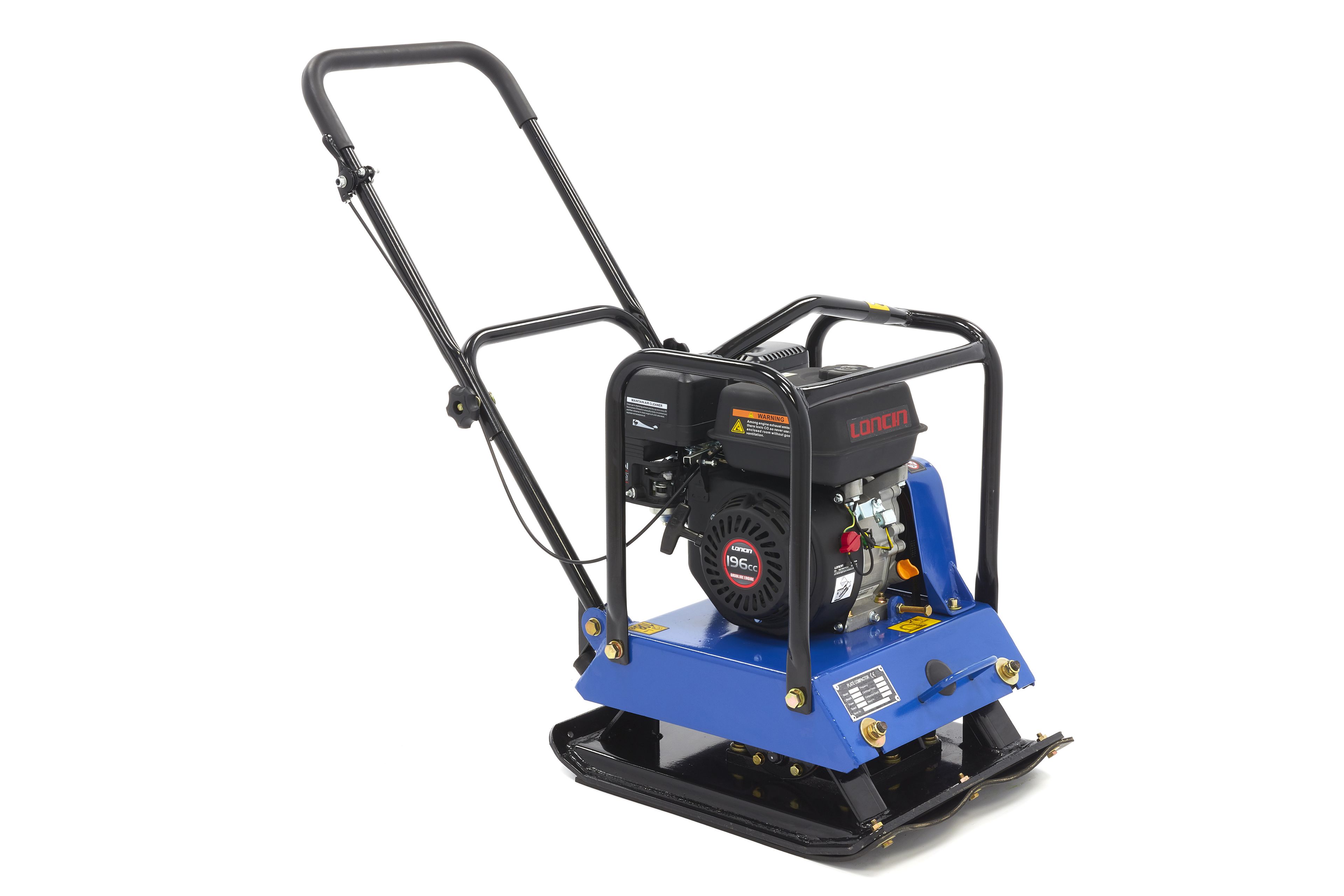 Plaque vibrante HBM Professional 6,5 HP avec roues et plaque de protection de pavage 15000N