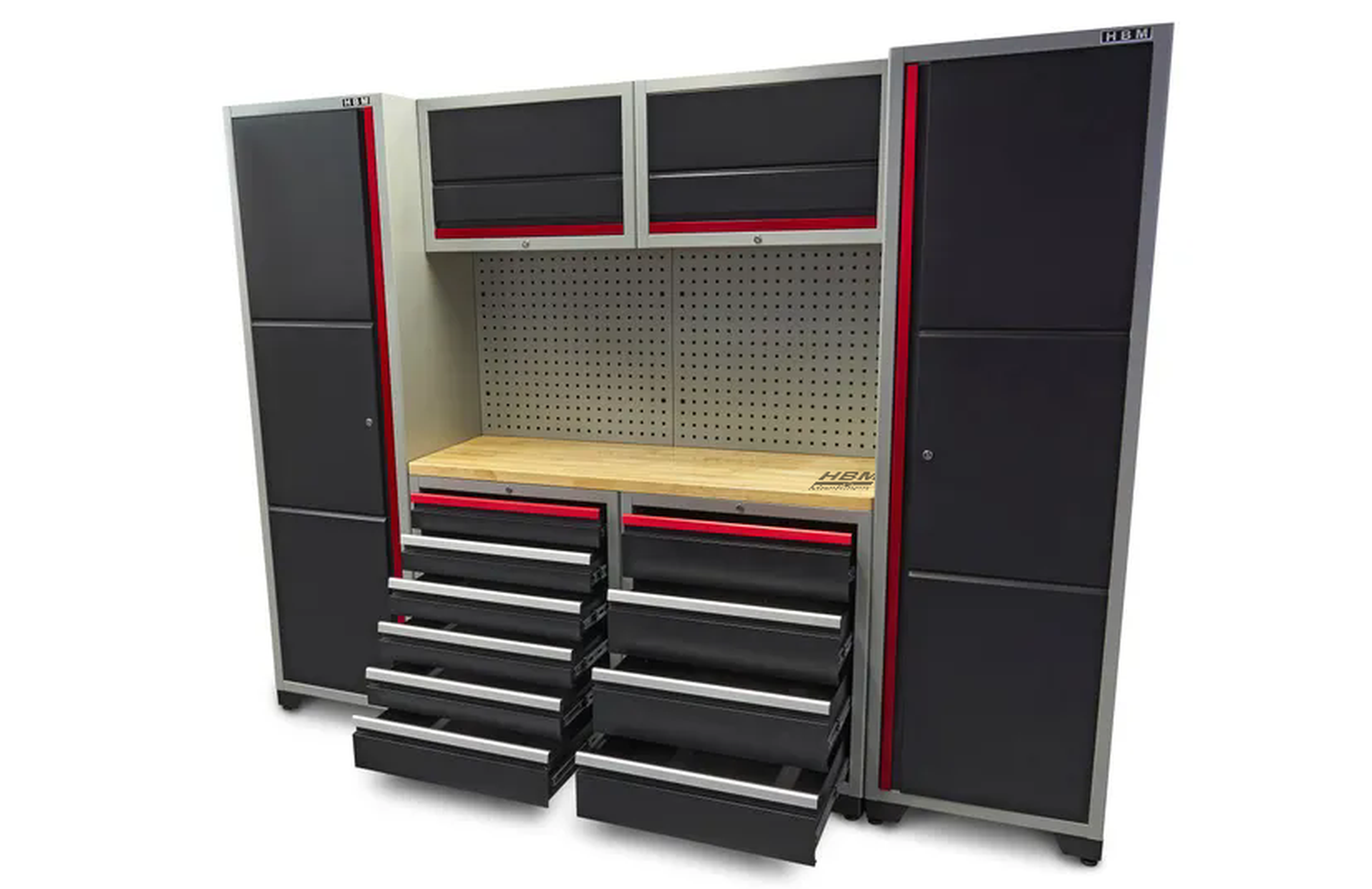 HBM professional deluxe modulair werkplaatssysteem, 9-delig, zwart rood Image 5