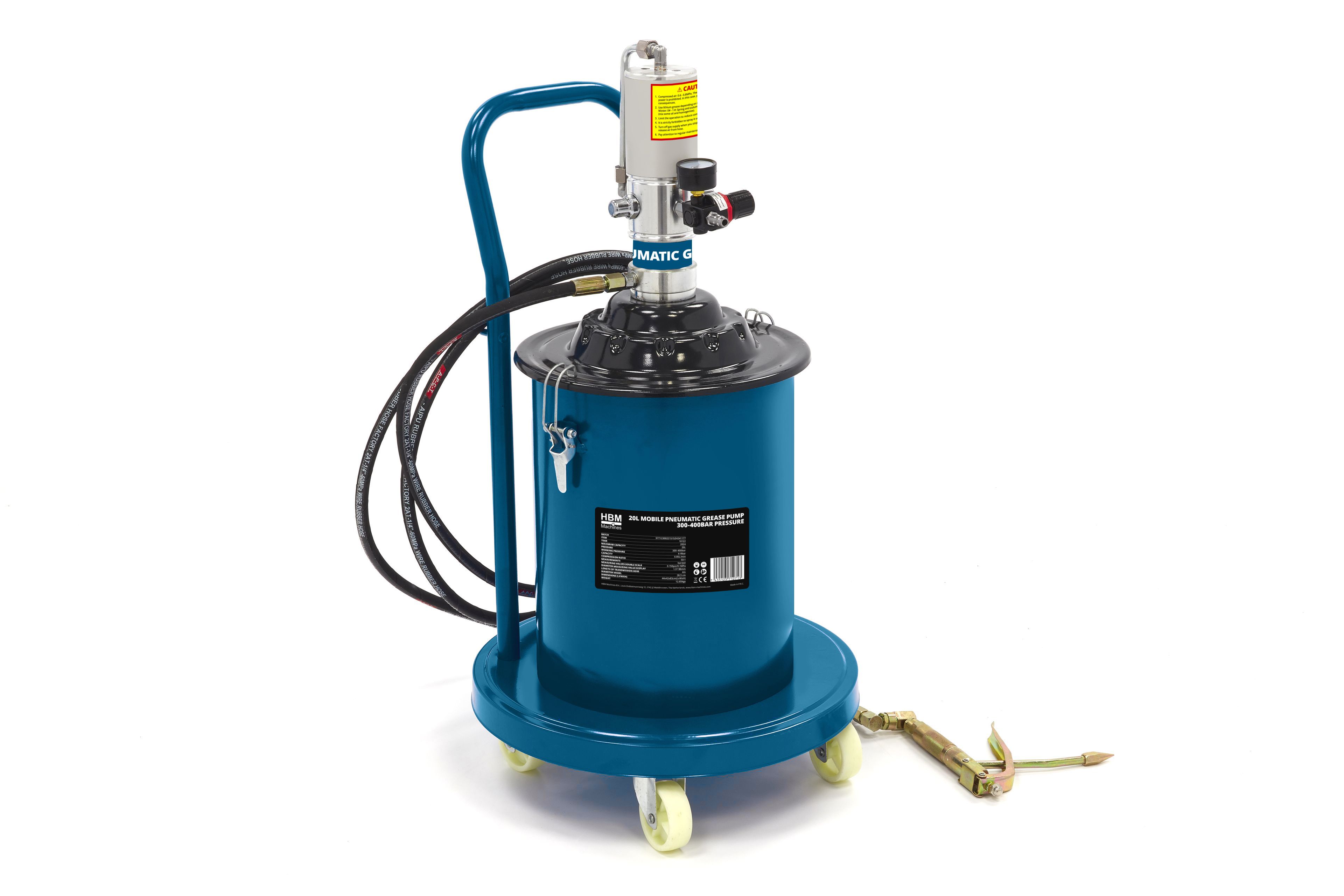 HBM Bomba de grasa neumática móvil de 20 litros 300-400 bar de presión Image 2