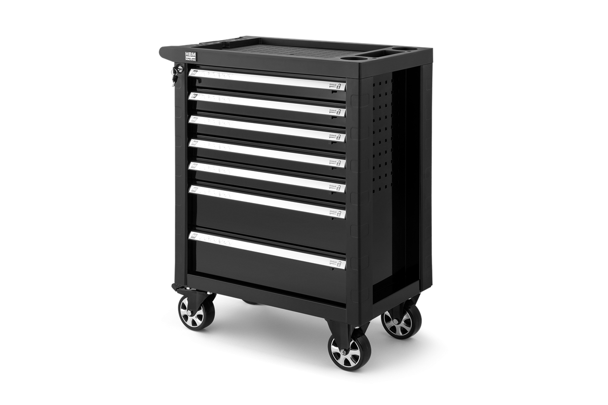 HBM Werkzeugwagen mit 7 Schubladen, 76,5 cm, schwarz