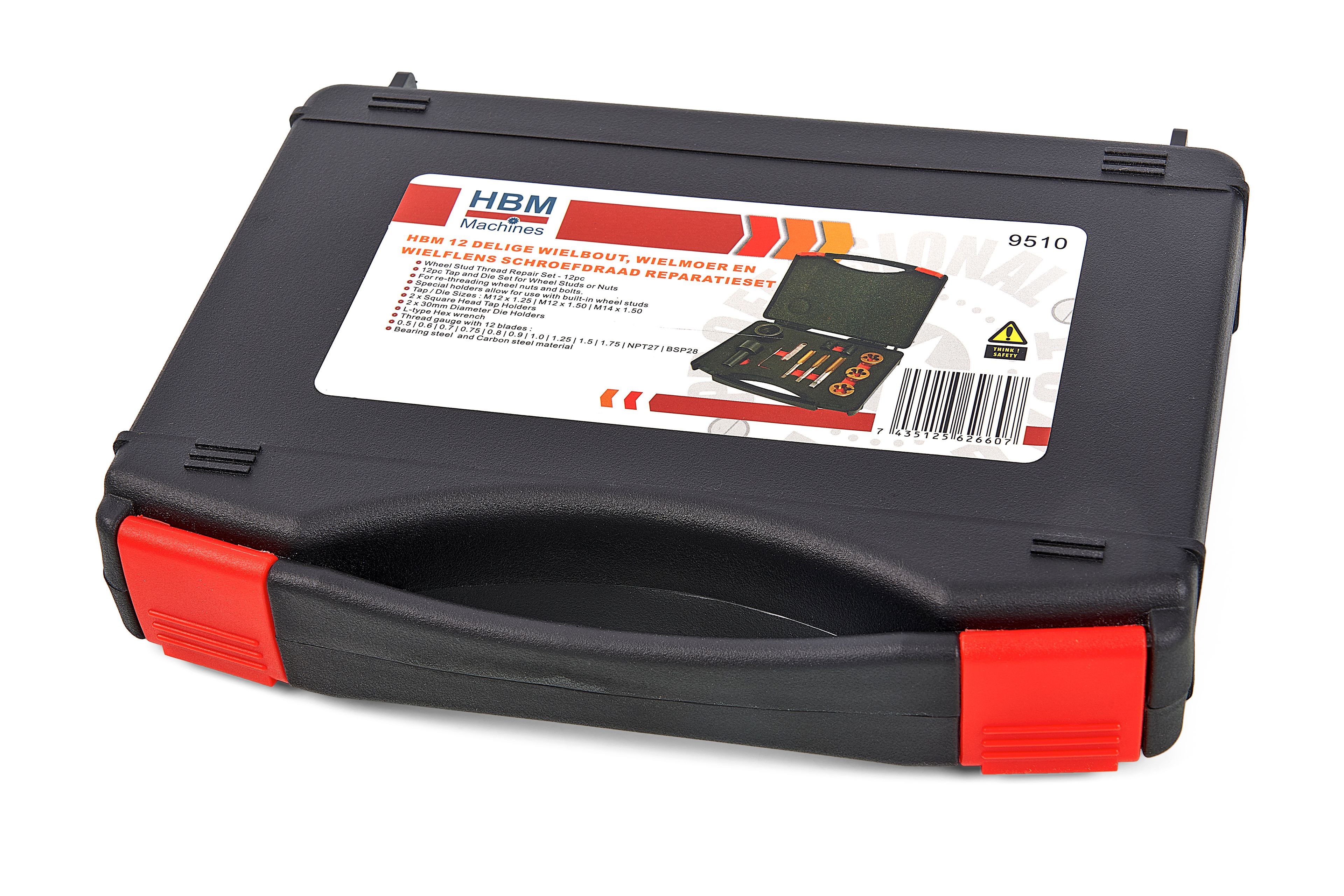 Juego de reparación de rosca de tuercas de rueda y bridas de rueda de 12 piezas HBM Image 4