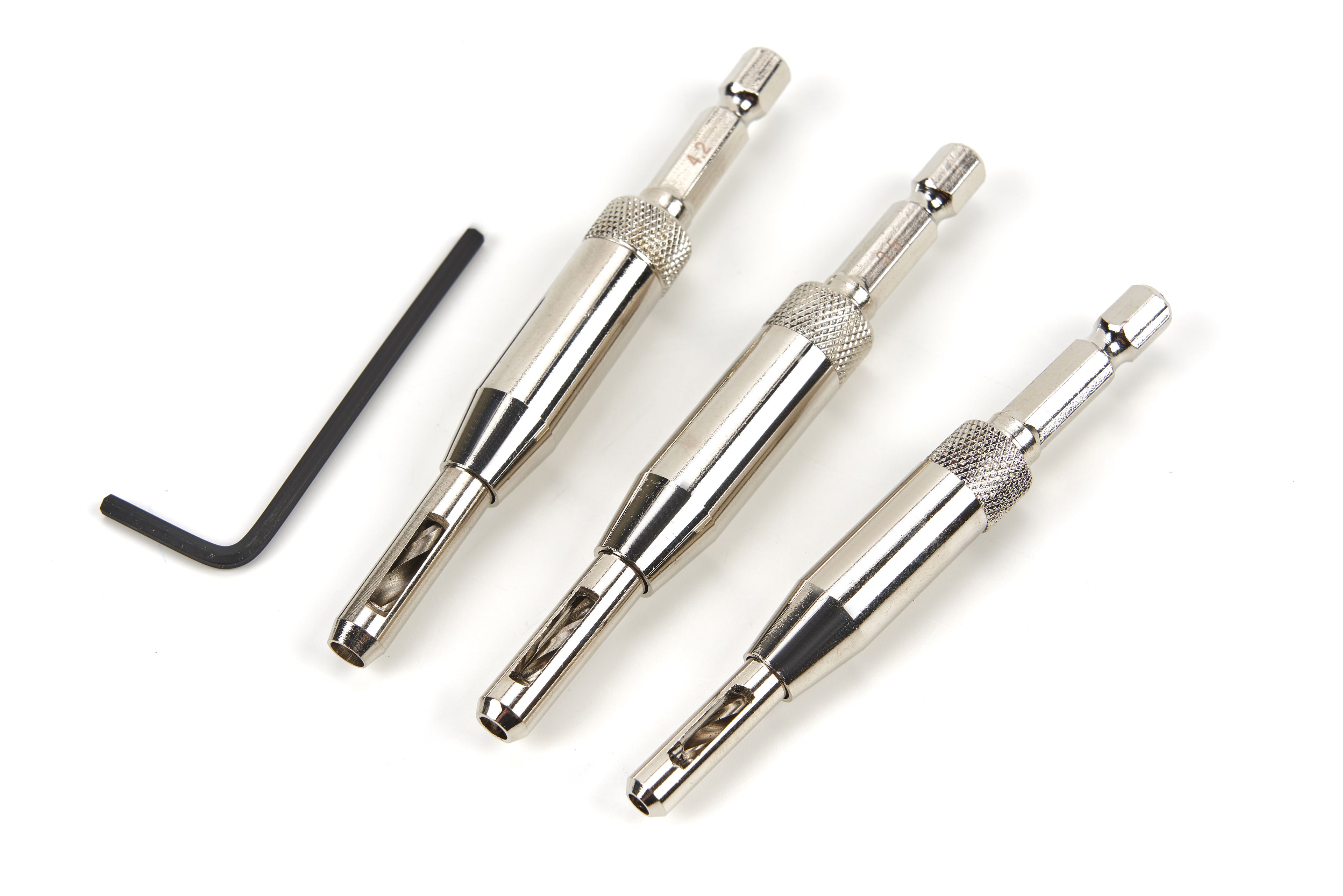 HBM Jeu de trois mèches HSS à centrage automatique pour charnières et glissières de tiroir