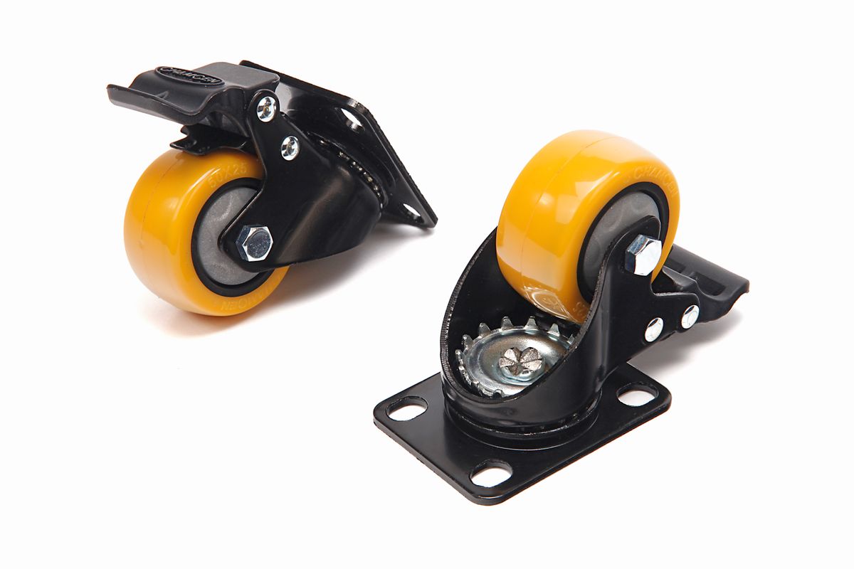 HBM Profi-Rolle 50 mm mit Fußplatte und Bremse - 50 kg 4 Stück