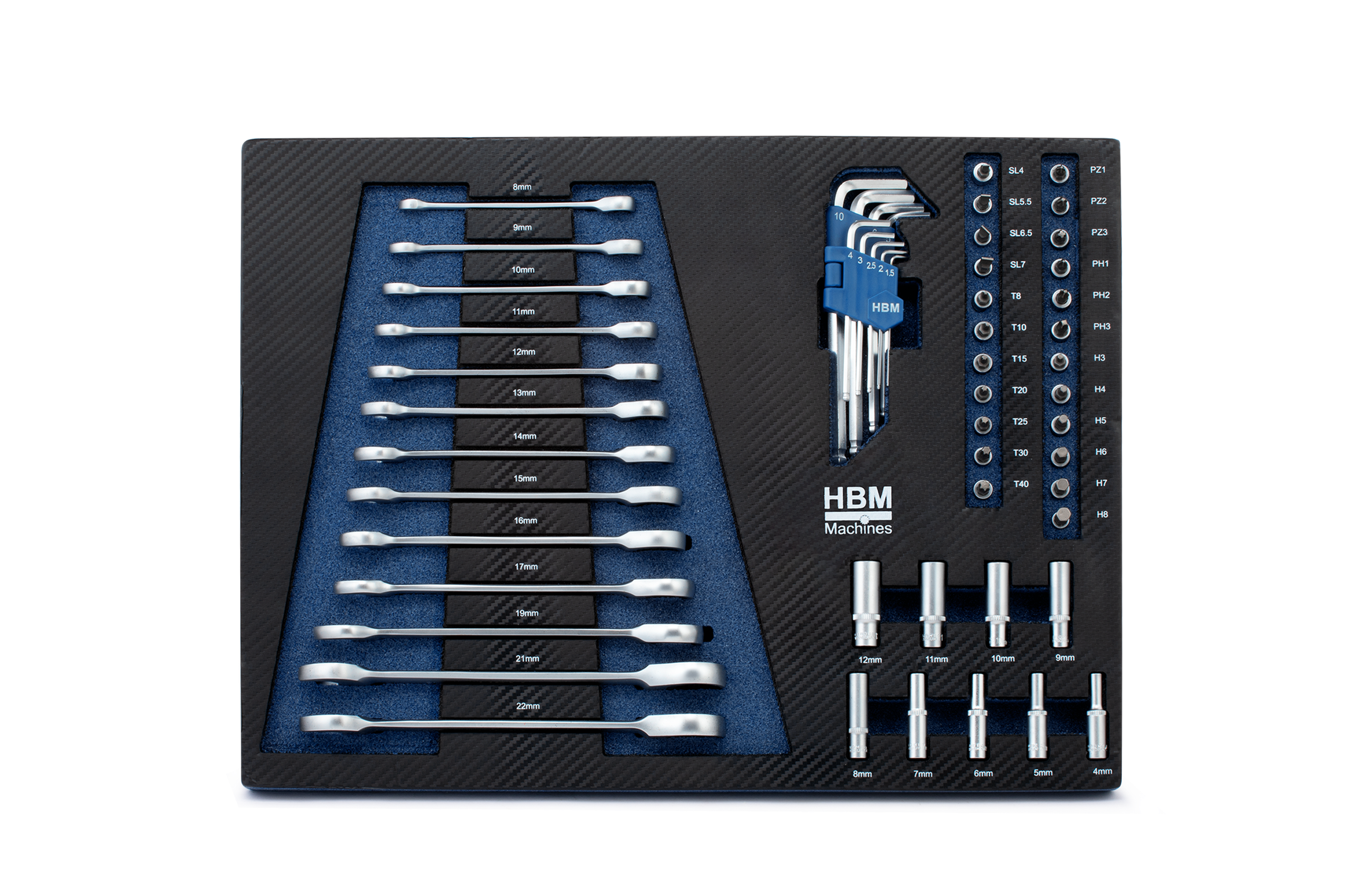 HBM inlays met gereedschapset 154-delig, voor gereedschapswagen, blauw Image 6