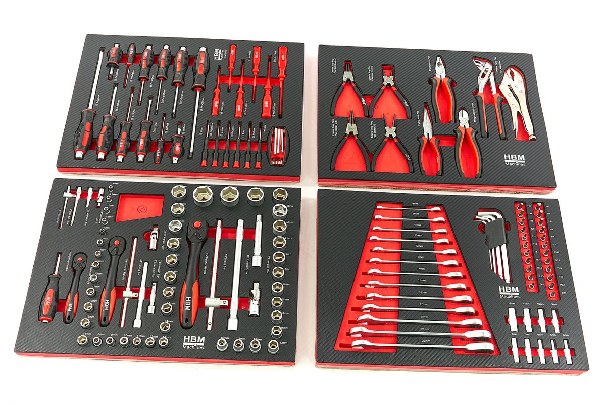 HBM 154 Piezas Recambio de Herramienta Premium para Carro de Herramientas - ROJO