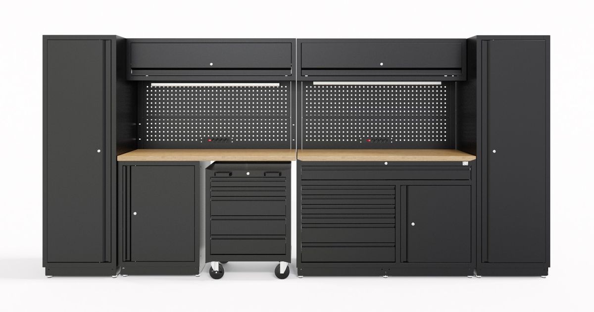 Sistema de taller modular HBM de 13 piezas, negro