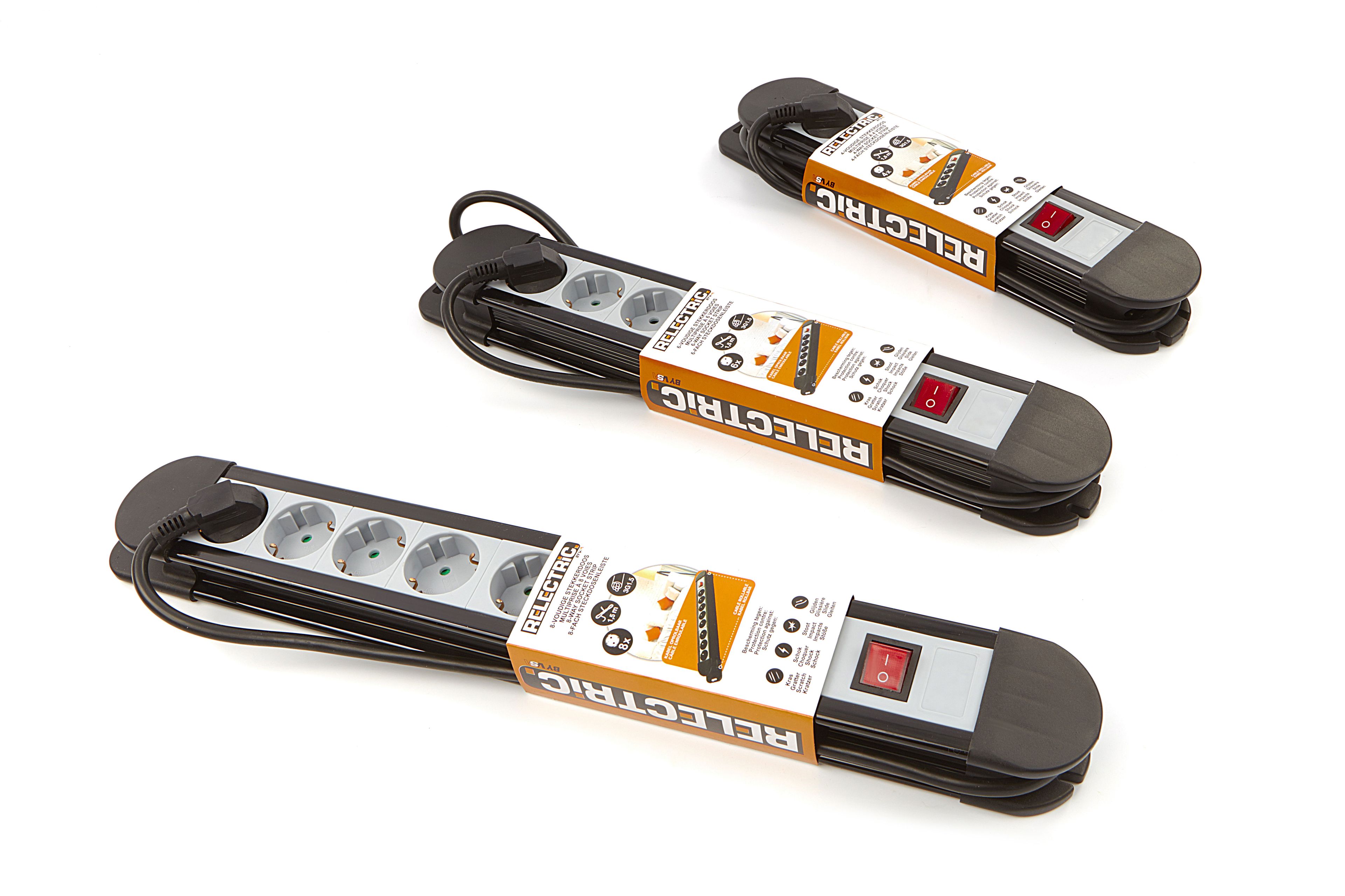 Relectric Stekkerdoos 8 Voudig Met 1,5 Meter Kabel 3 x 1,5 mm