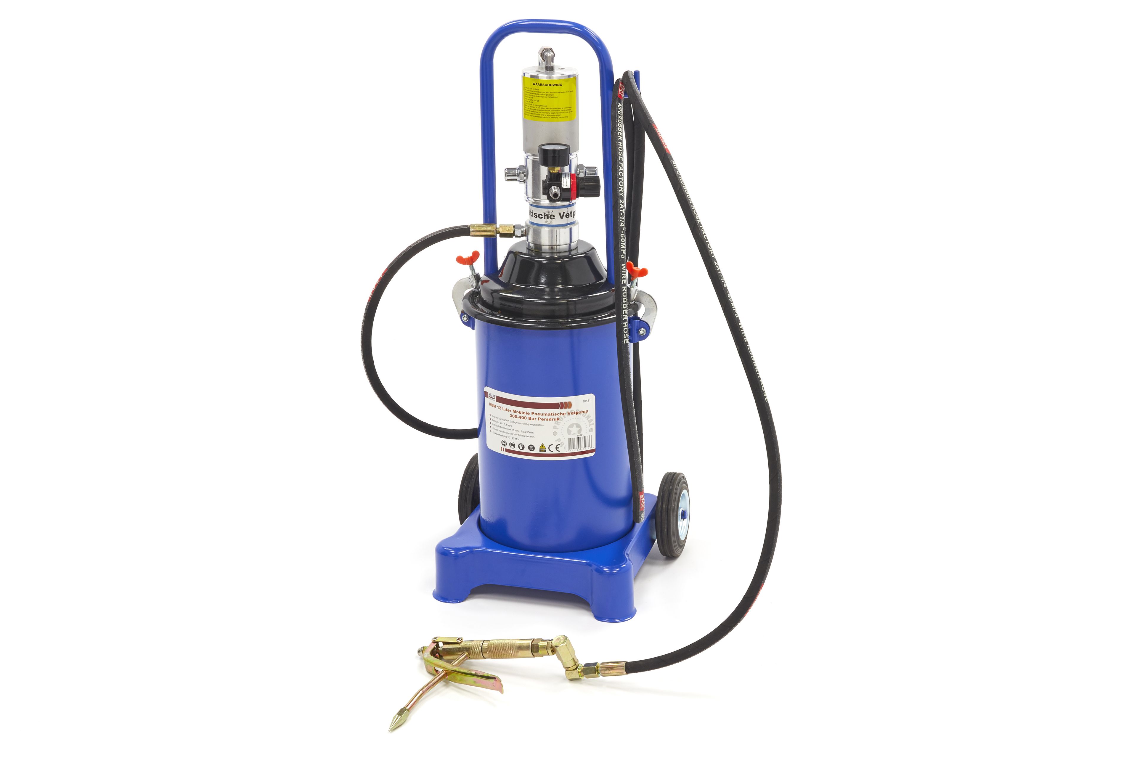 Pompa di Grasso Pneumatica Mobile HBM da 12 Litri 300-400 Bar Pressione