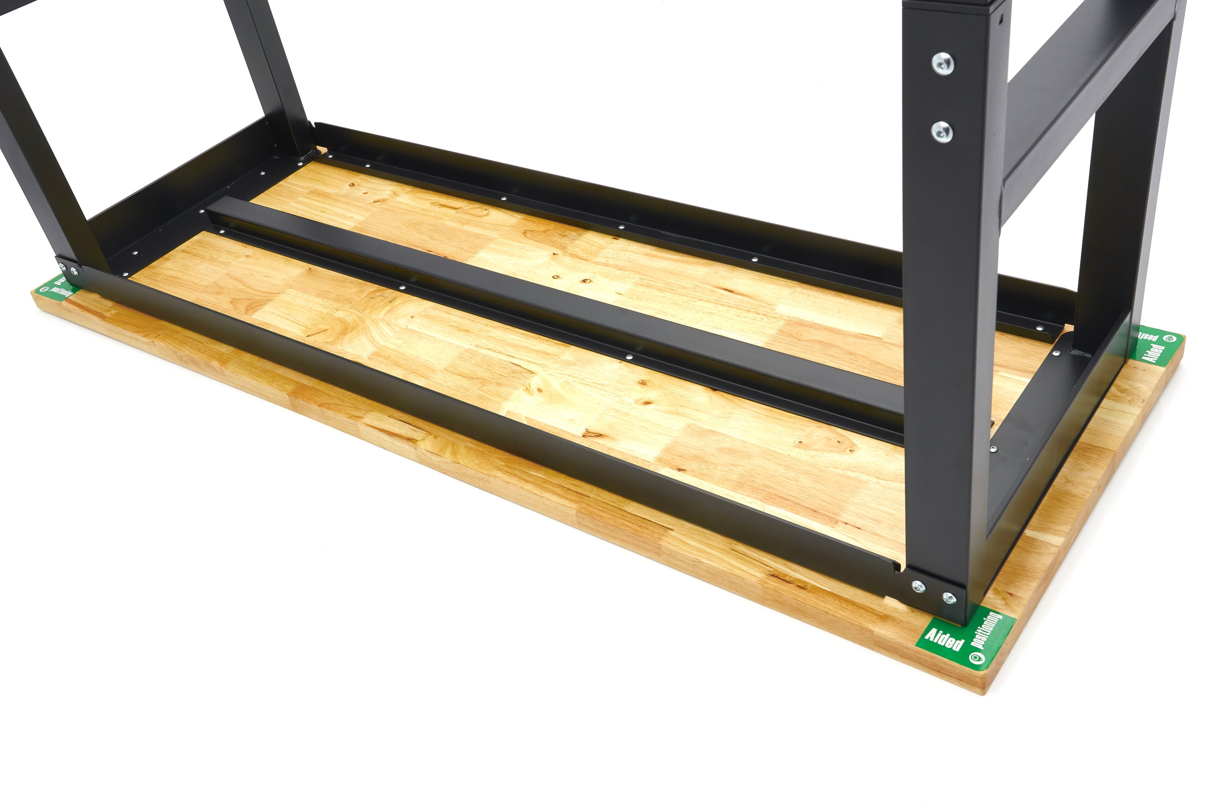 HBM werkbank 152 cm in hoogte verstelbaar, massief houten werkblad, zwart Image 5