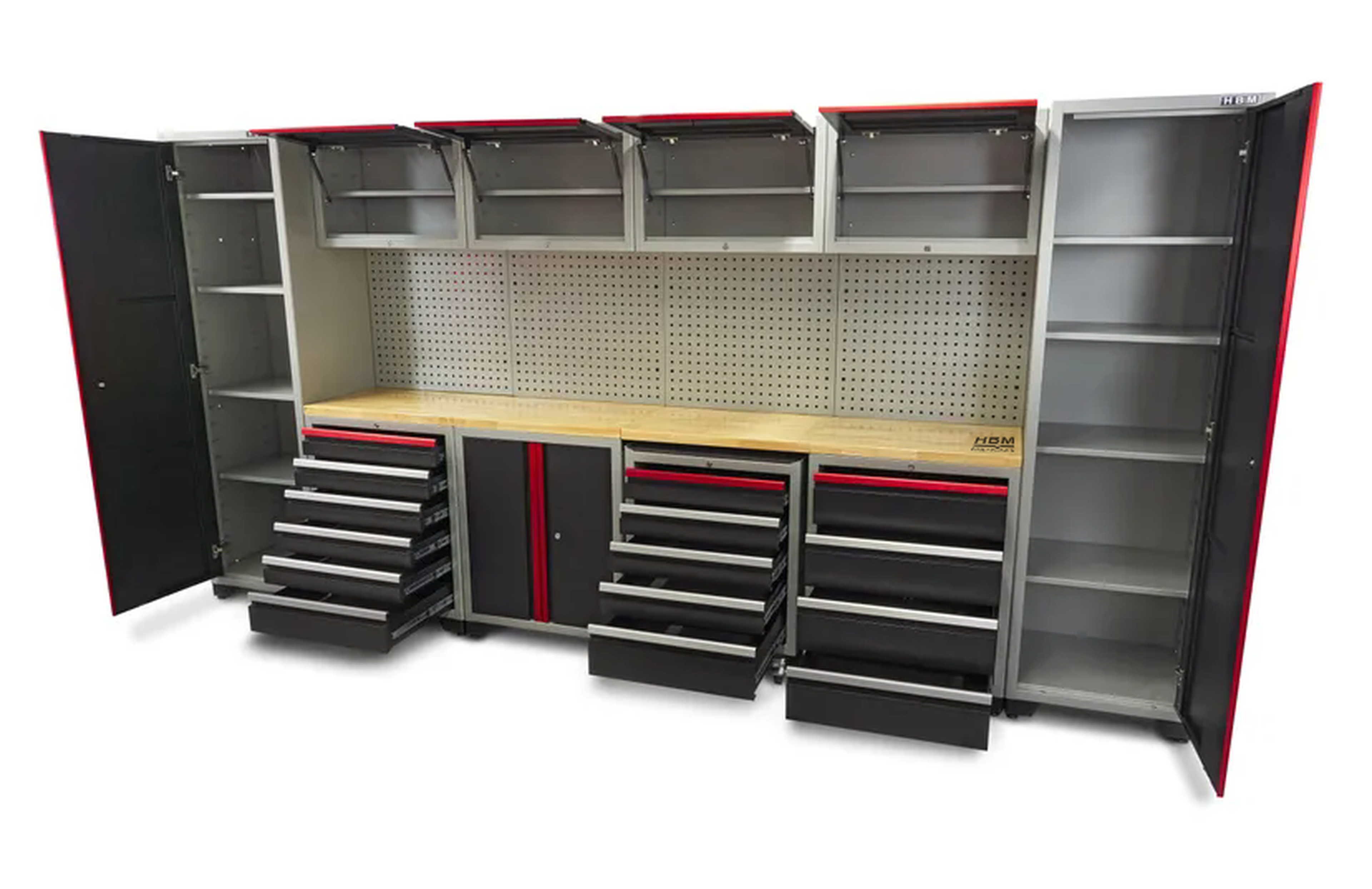 Système d'atelier modulaire professionnel de luxe HBM, 16 pièces, noir rouge Image 8
