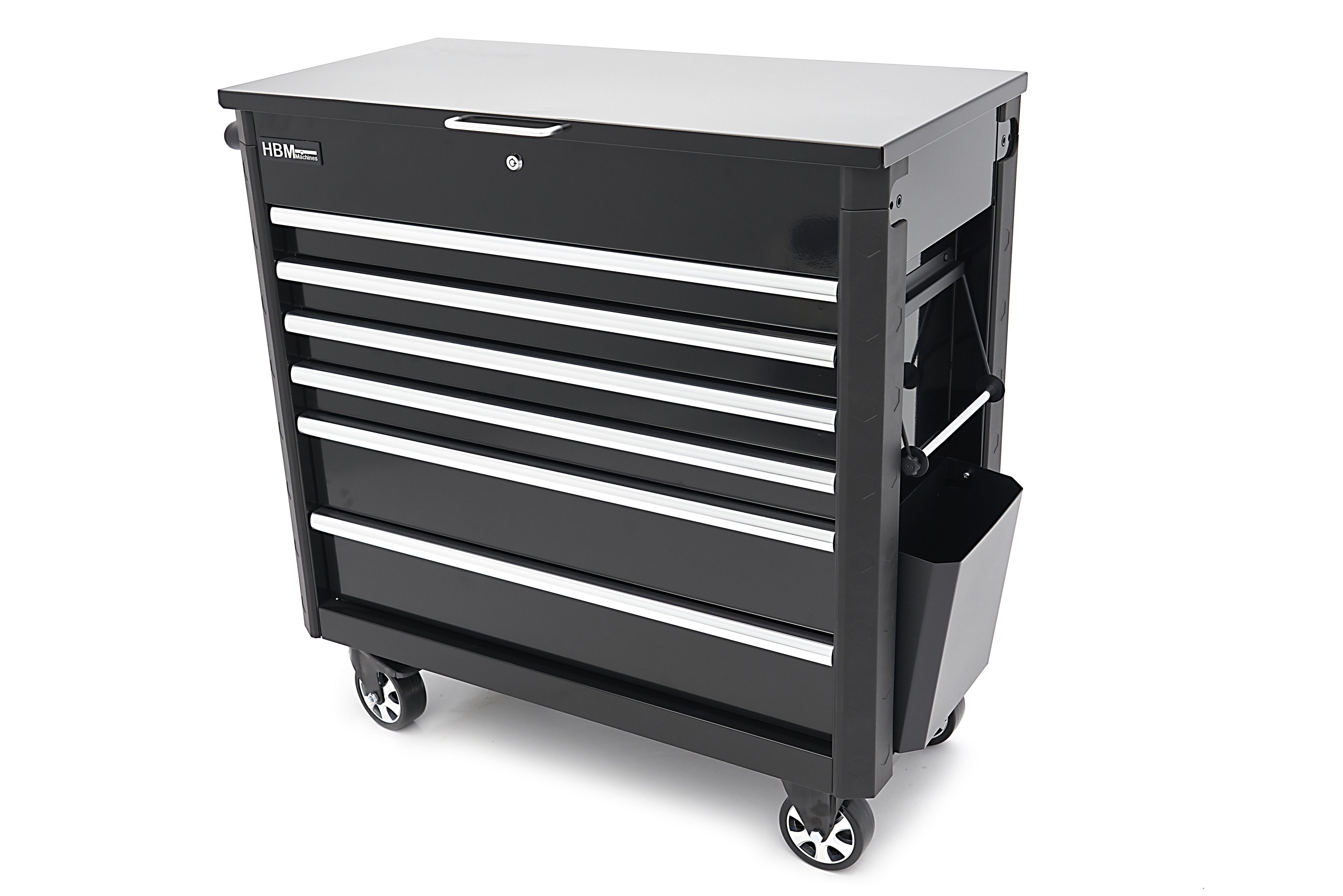 Carro de herramientas HBM con 6 cajones, 97 cm, negro Image 2