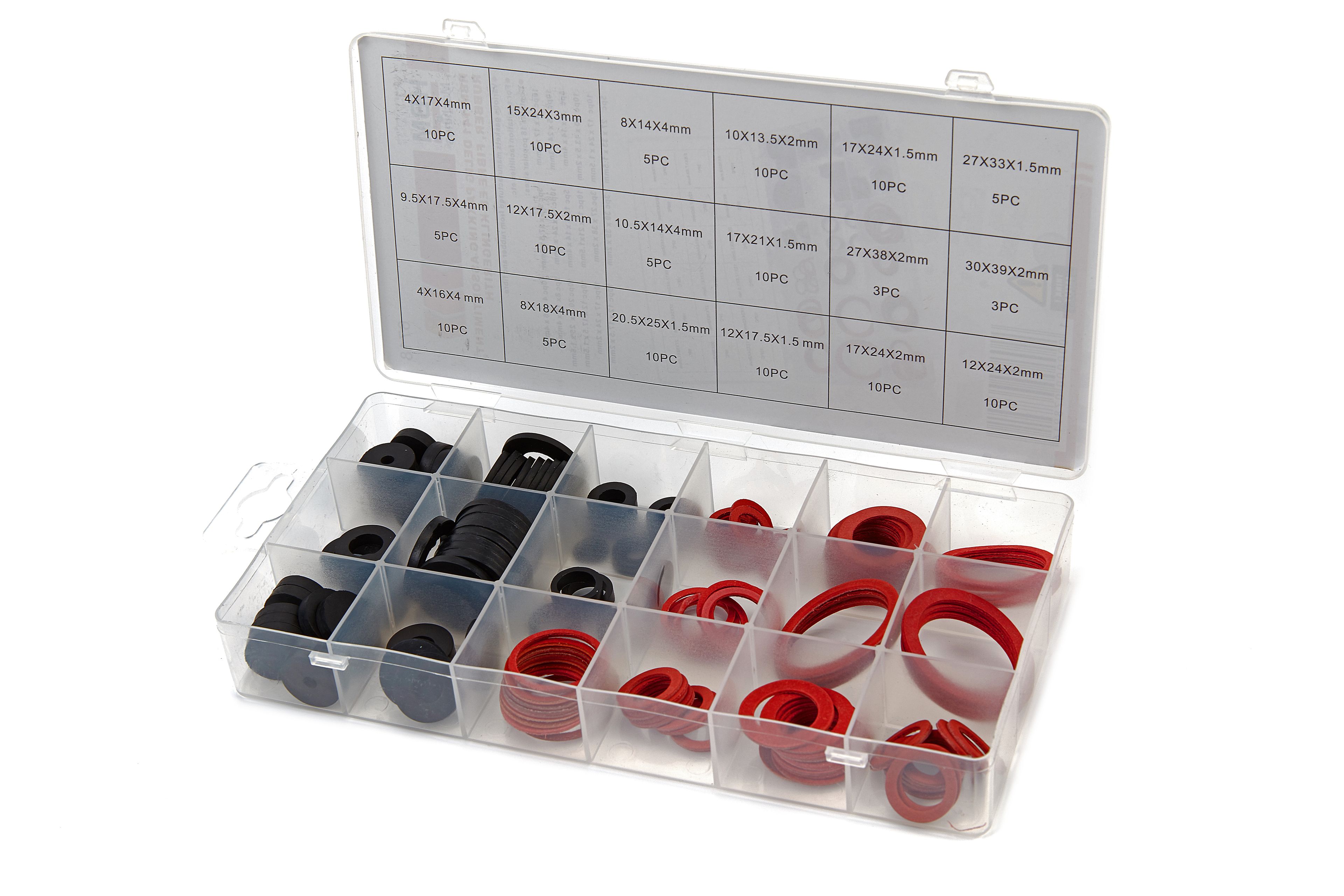 HBM 141-teiliges Dichtungs-Sortiment Gummi, Faserstoff