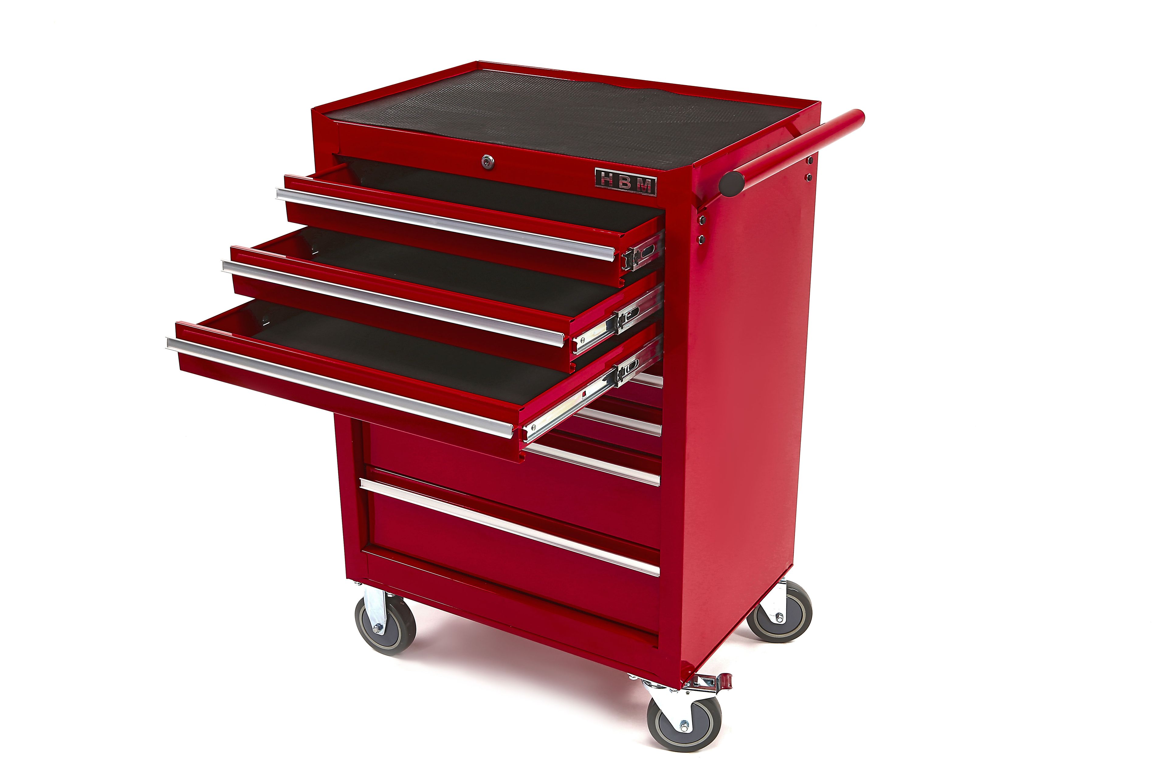 Carro de herramientas alto HBM con 7 cajones, 68 cm, rojo Image 4