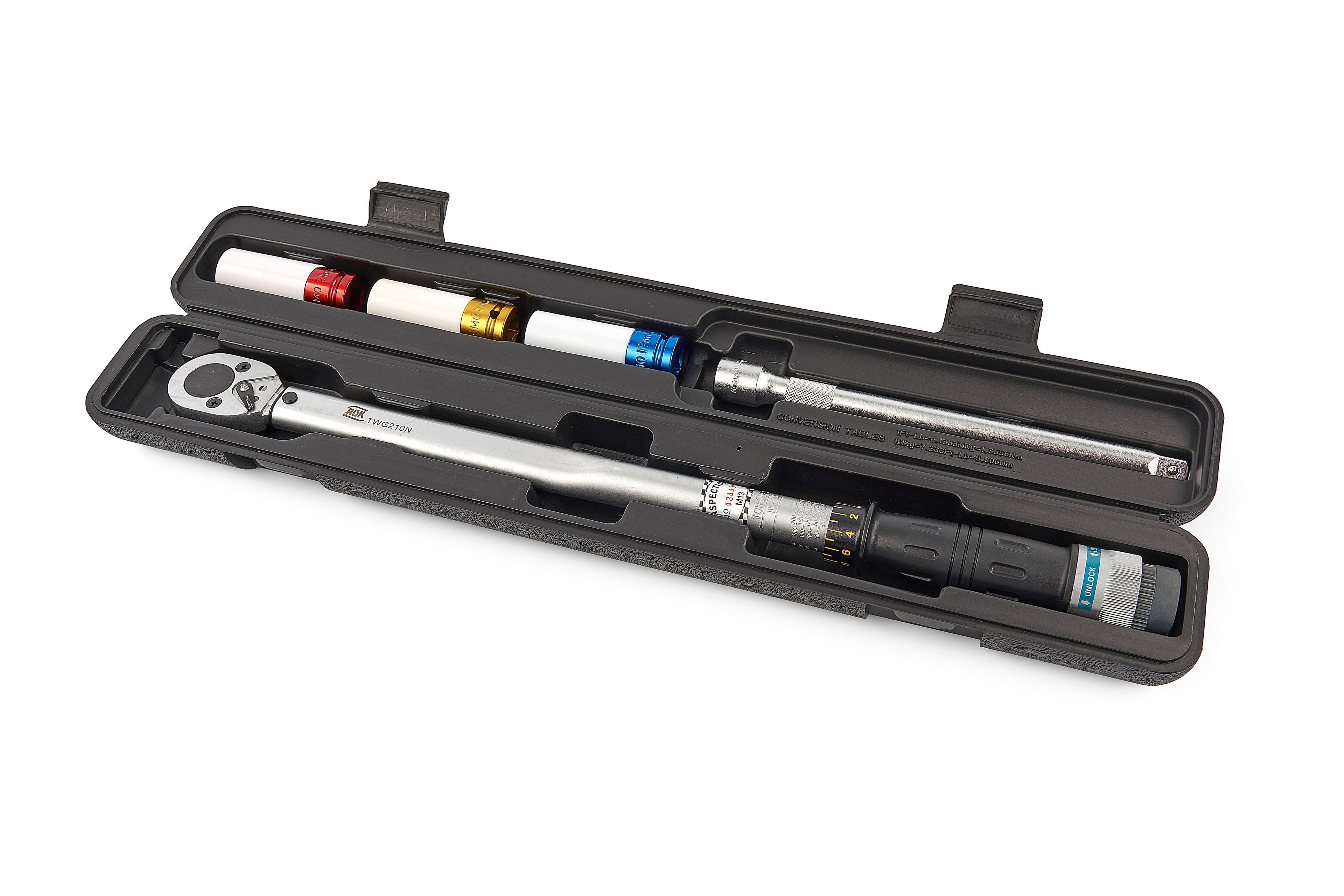 AOK 5 Pezzi Chiave dinamometrica Professionale 1/2 pollice 40-210 Nm Inclusa 3 inserti e prolunghe Image 2