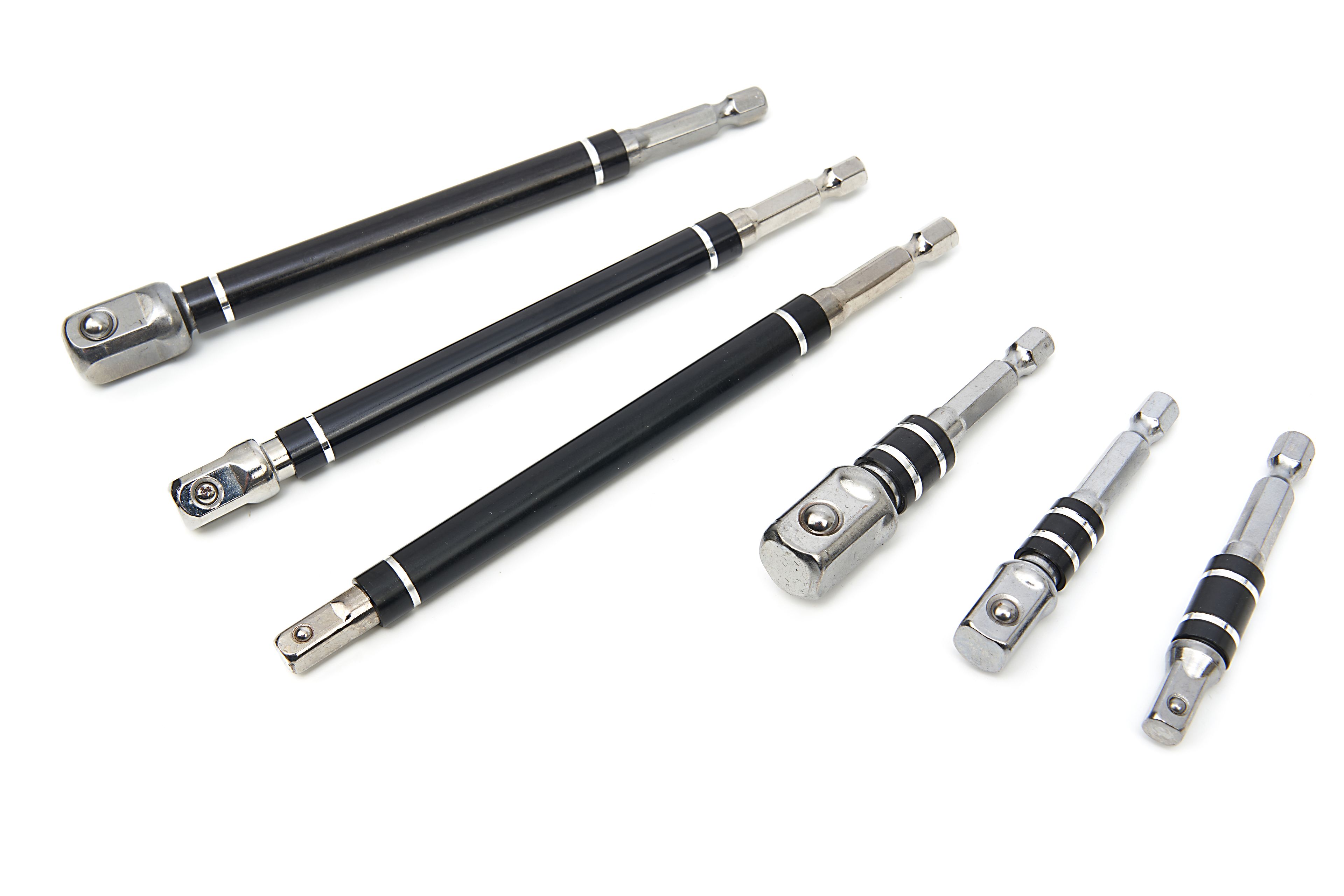 Conjunto de adaptadores de 6 piezas HBM Profesional - Bit - Socket con conexión HEX y mangos giratorios