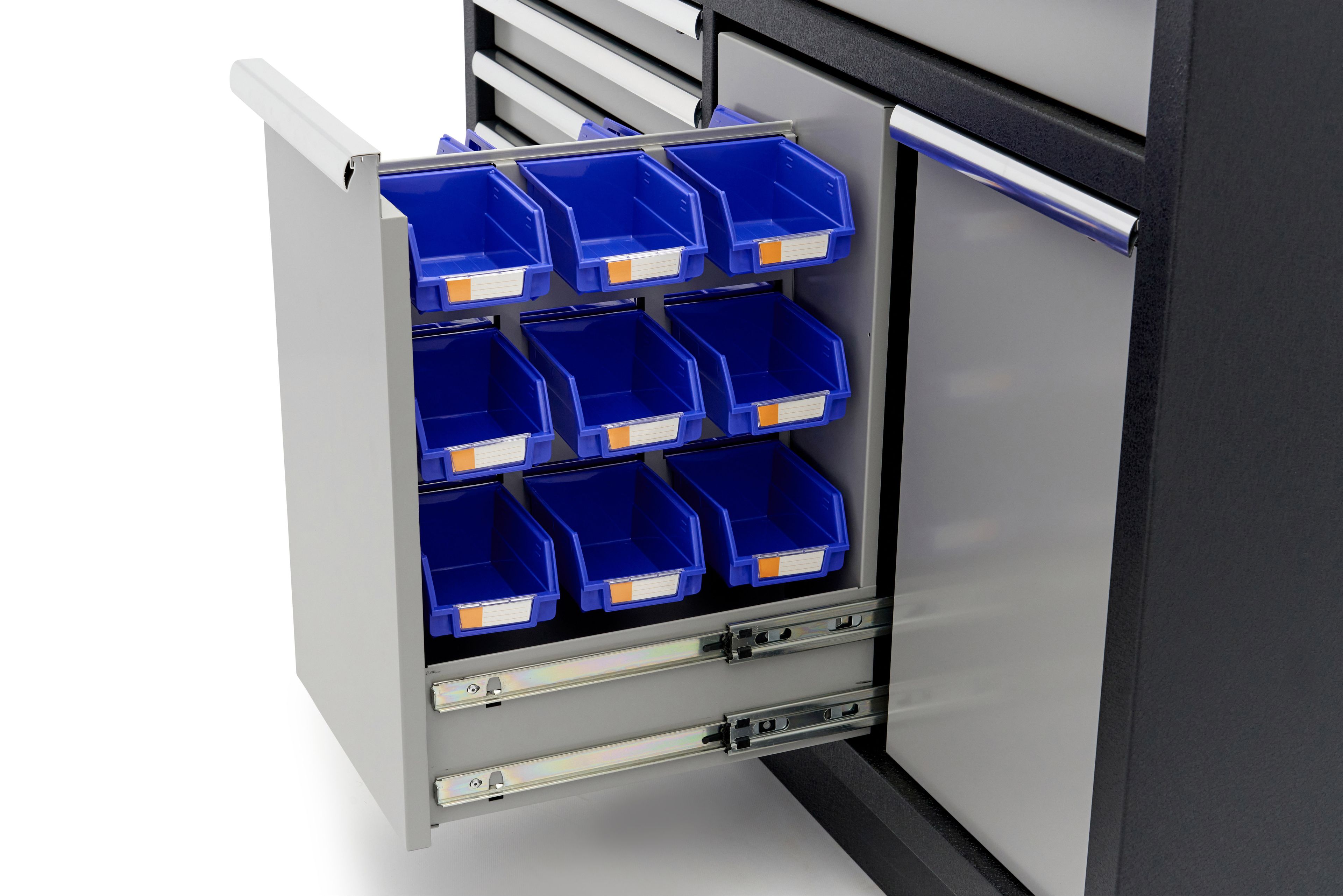 HBM 9 tiroirs 136 cm. Armoire à outils professionnelle, établi pour équipement d'atelier Image 17