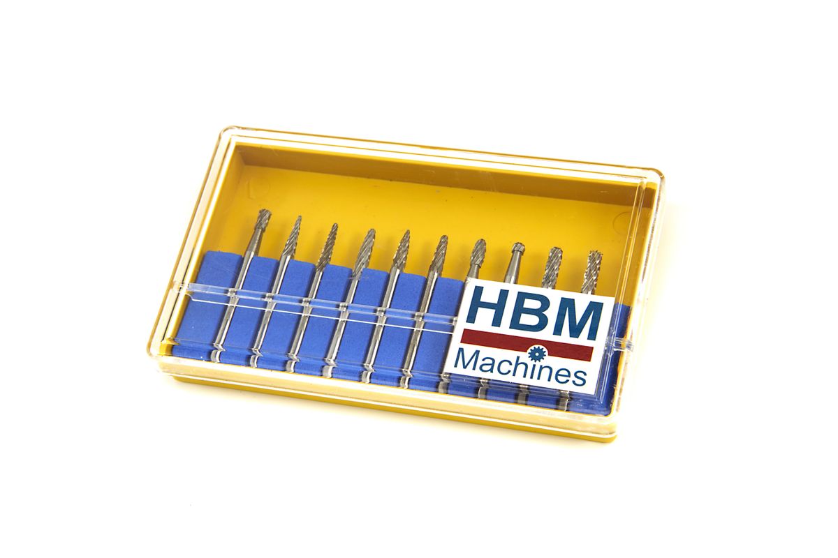 Conjunto de fresas HM de 10 piezas HBM con sujeción de 3 mm