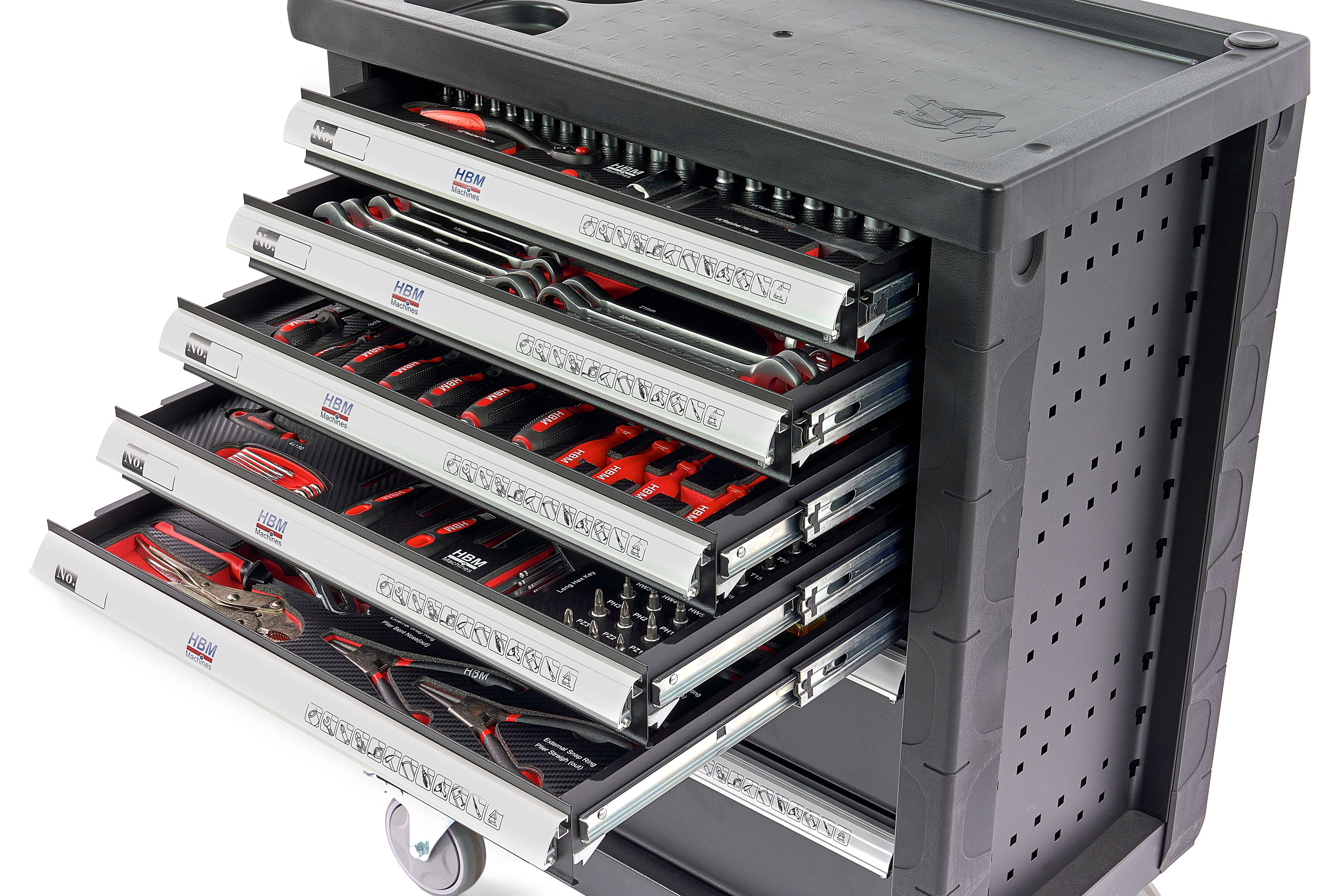HBM carro de herramientas lleno 196 piezas, negro Image 6