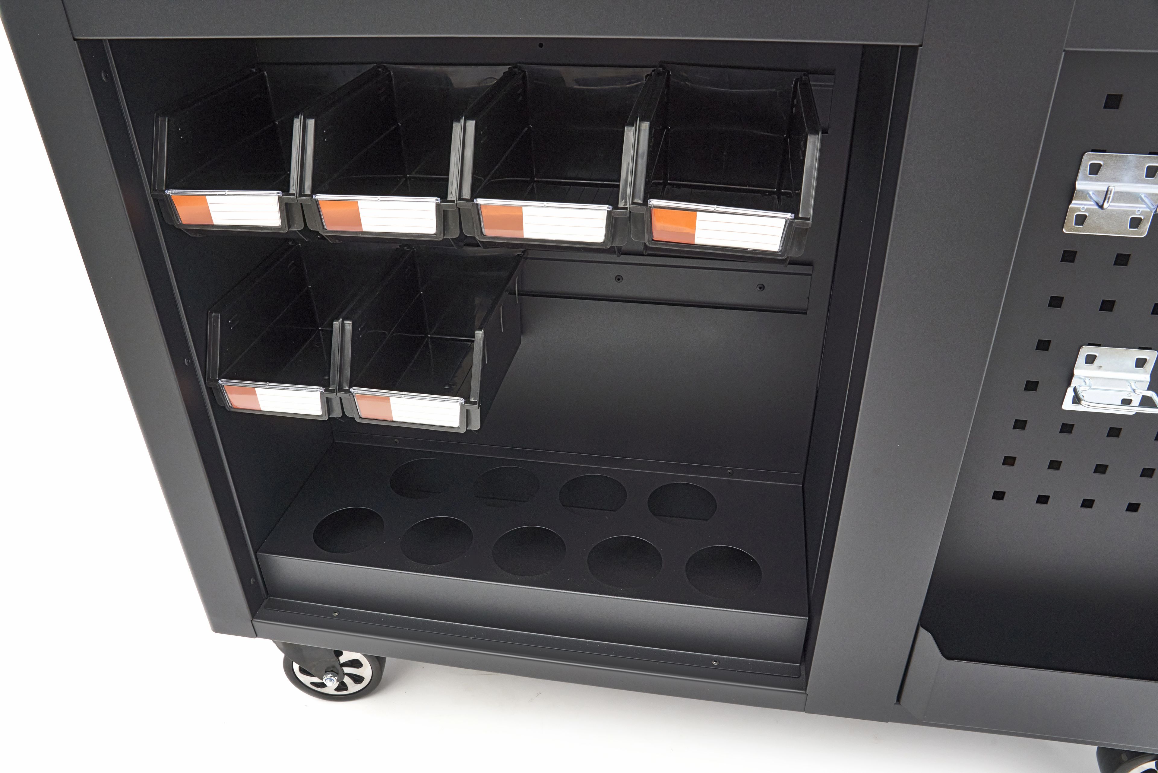 HBM verrijdbare gereedschapswagen, werkbank 114 cm met houten werkblad, zwart Image 15