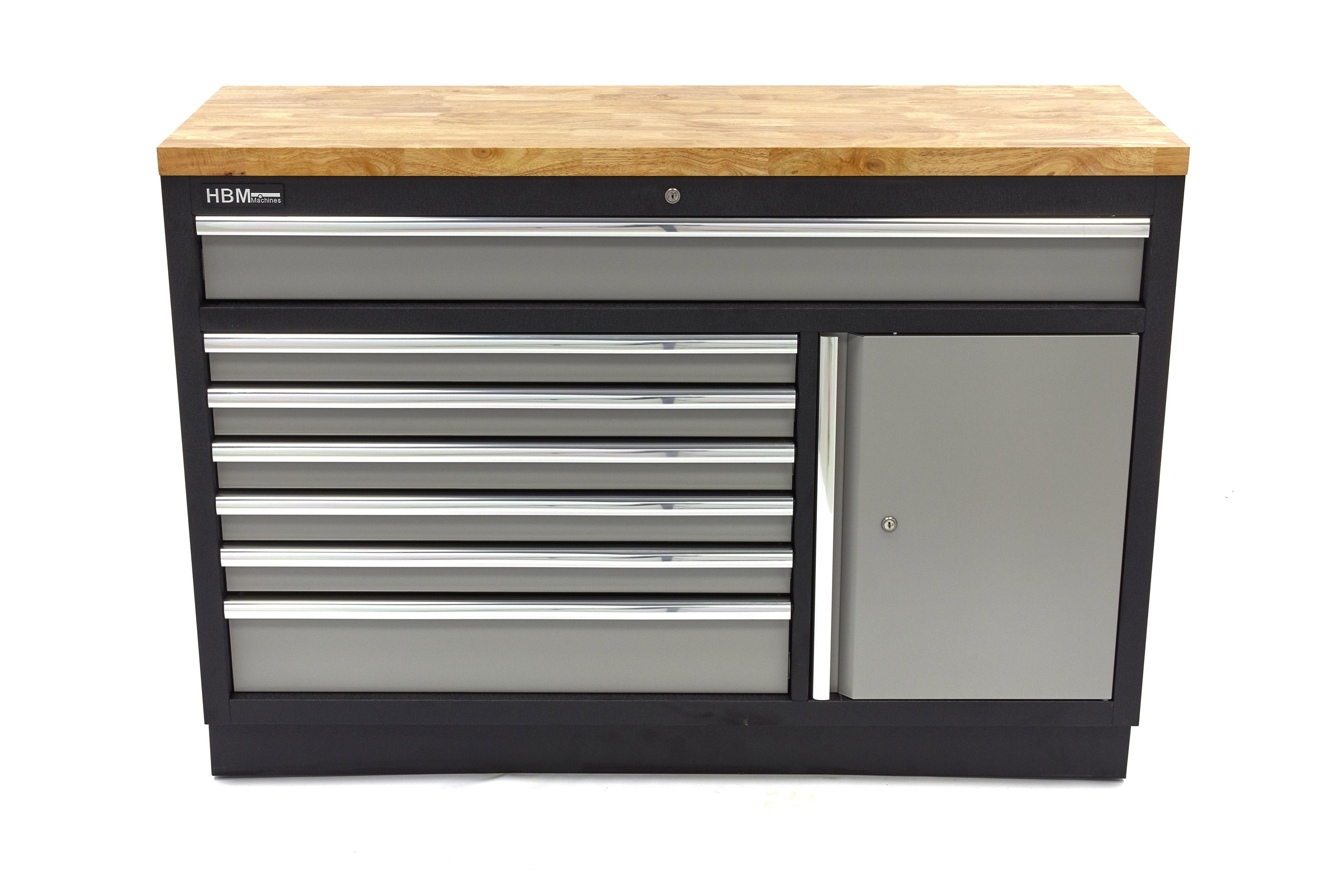 HBM 7 cassetti 132 cm. Armadio portautensili professionale, banco da lavoro con porta per attrezzatura da officina Image 2