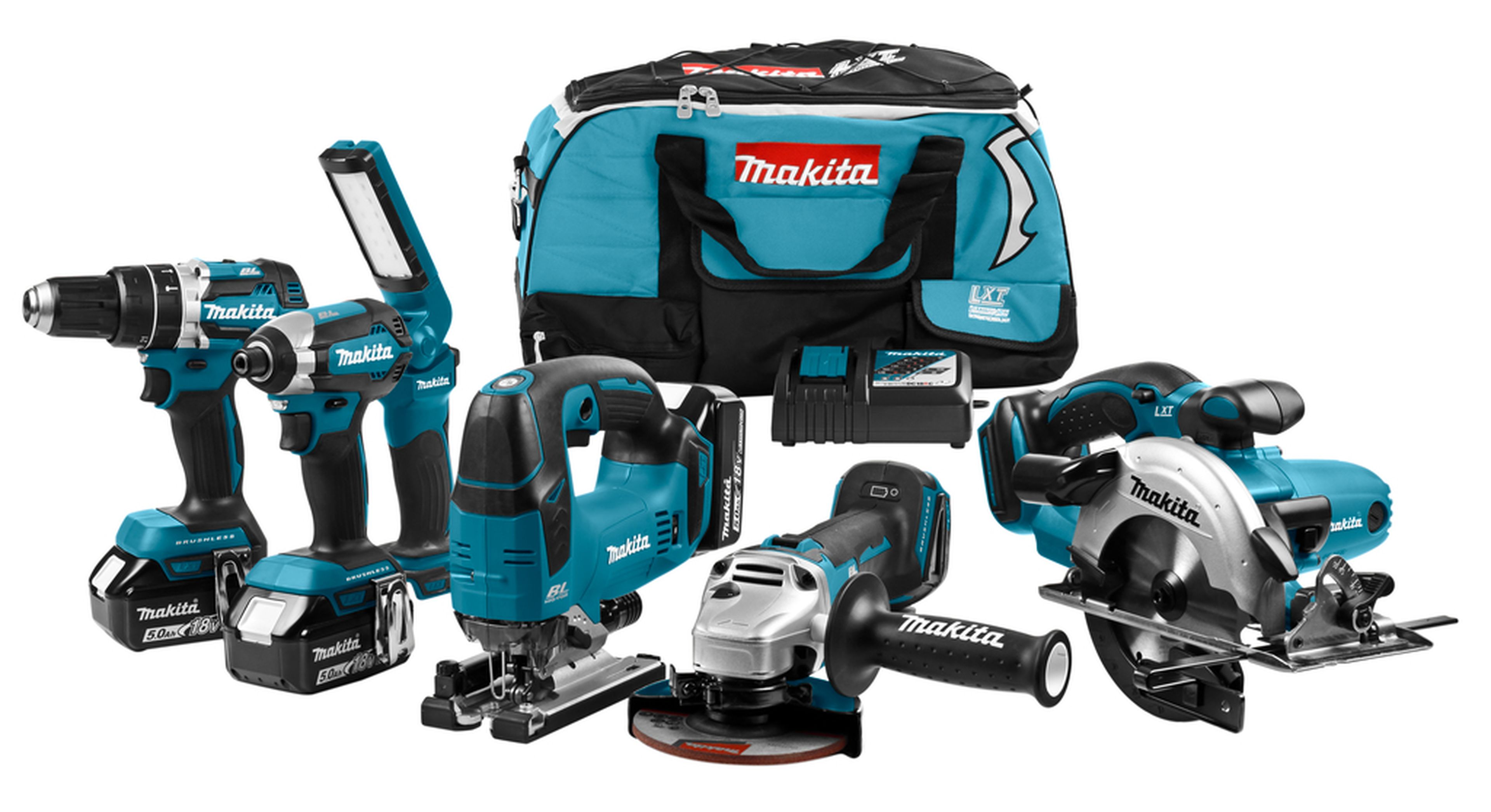 Makita 18 Volt Combiset (klop)boren, (slag)schroeven, zagen en slijpen