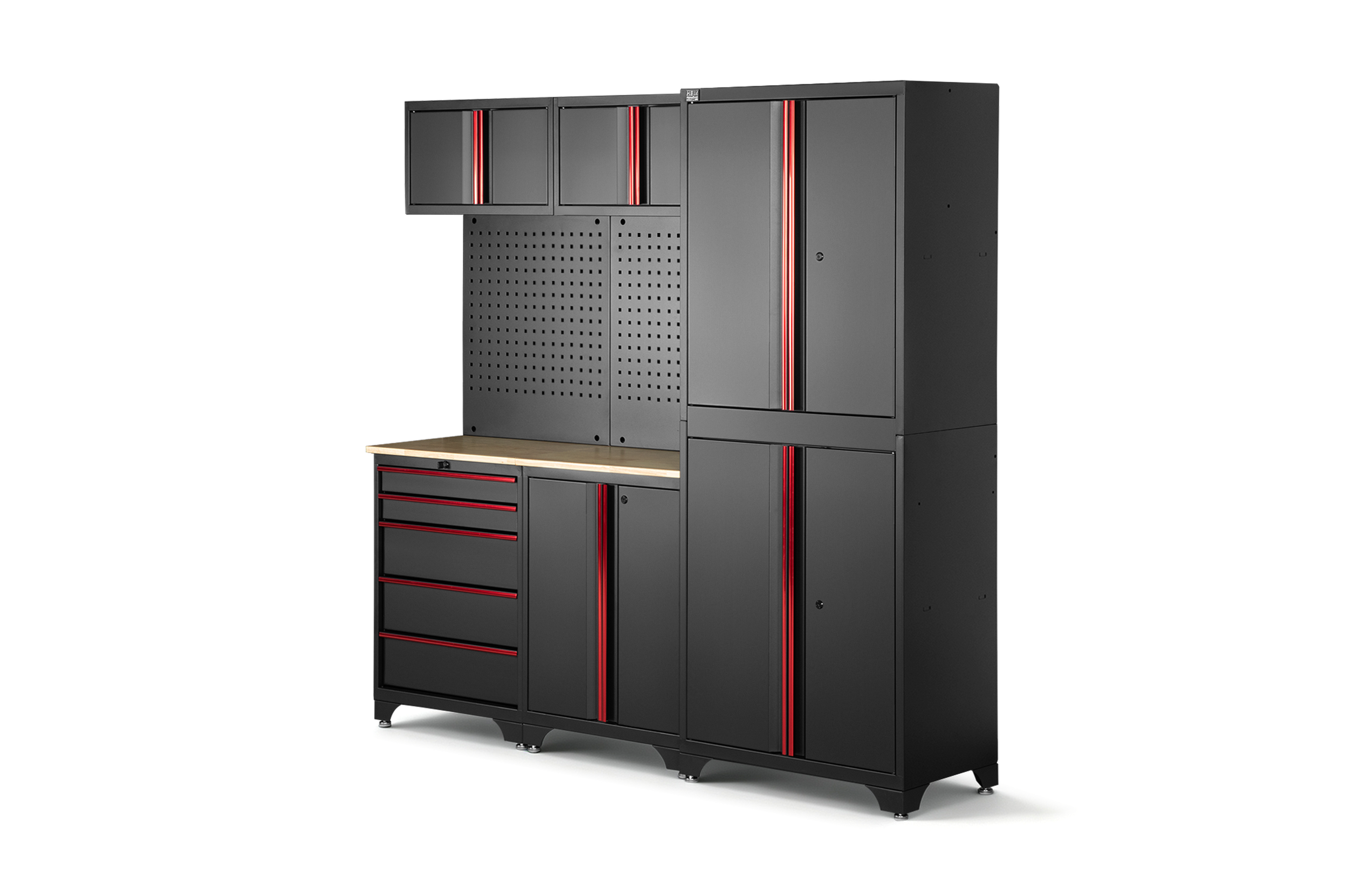 HBM modulair werkplaatssysteem 6-delig, zwart rood, model B
