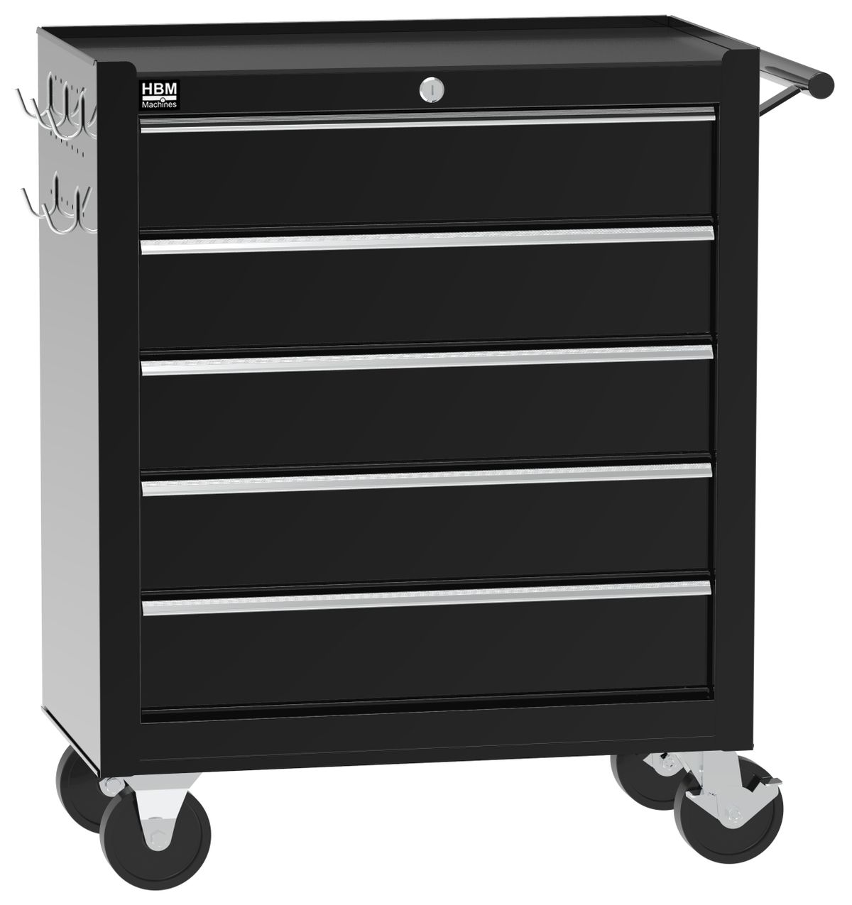 HBM Carro de herramientas 5 cajones, 62 cm, negro