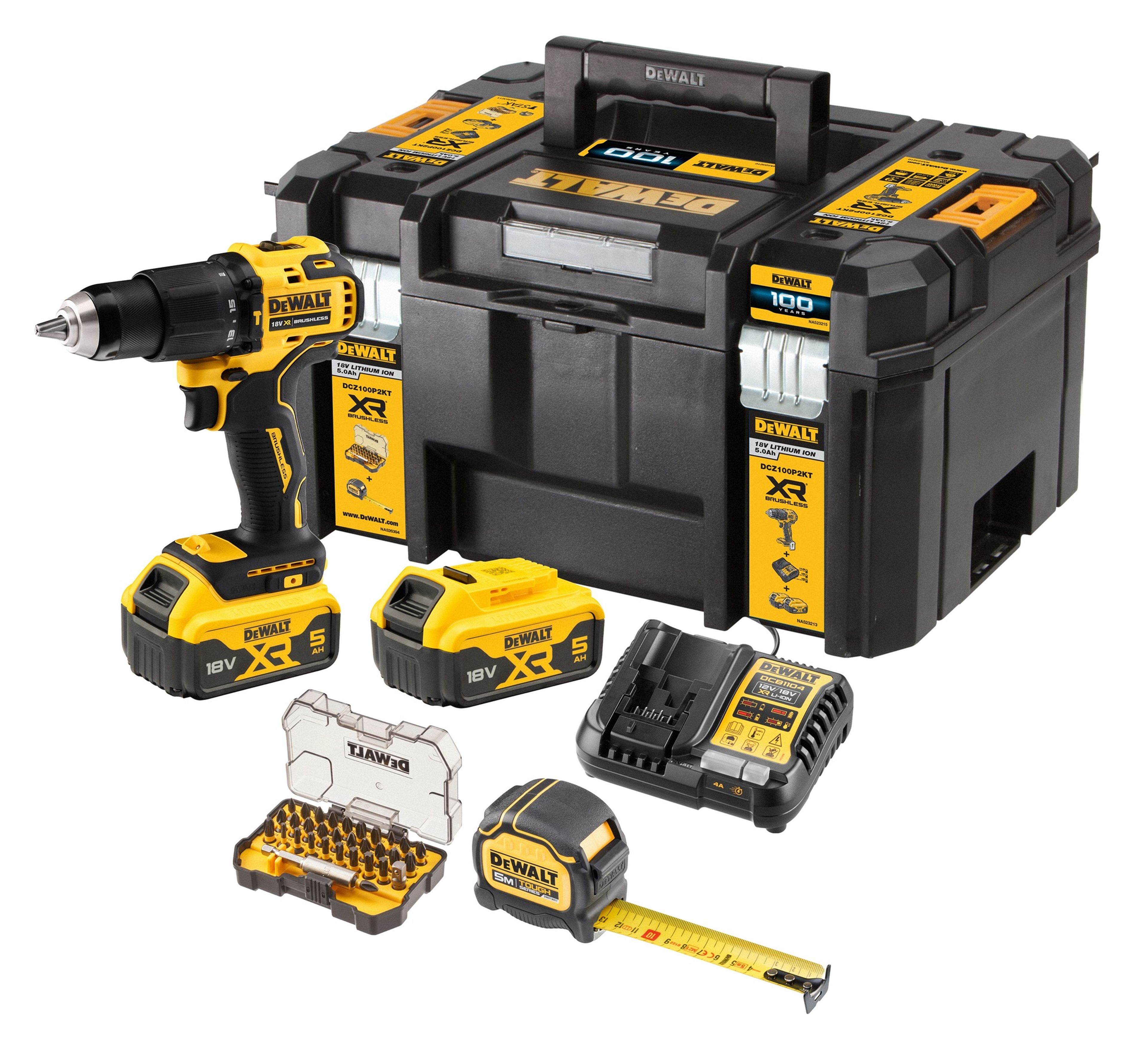 DeWalt accuklopboormachine set inclusief lamp DCZ100P2KT-QW