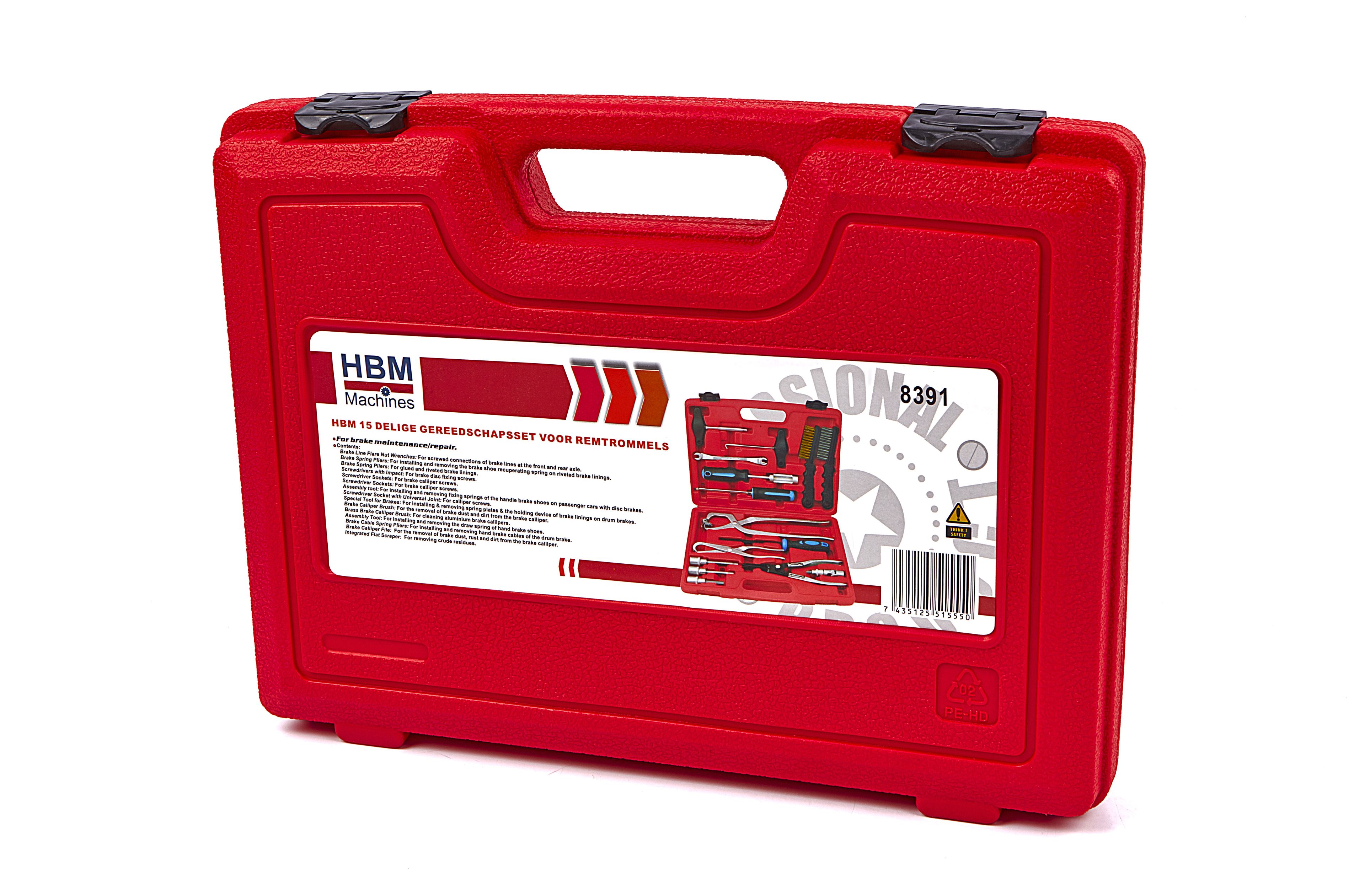 HBM Jeu d'outils de 15 pièces pour tambours de frein Image 5
