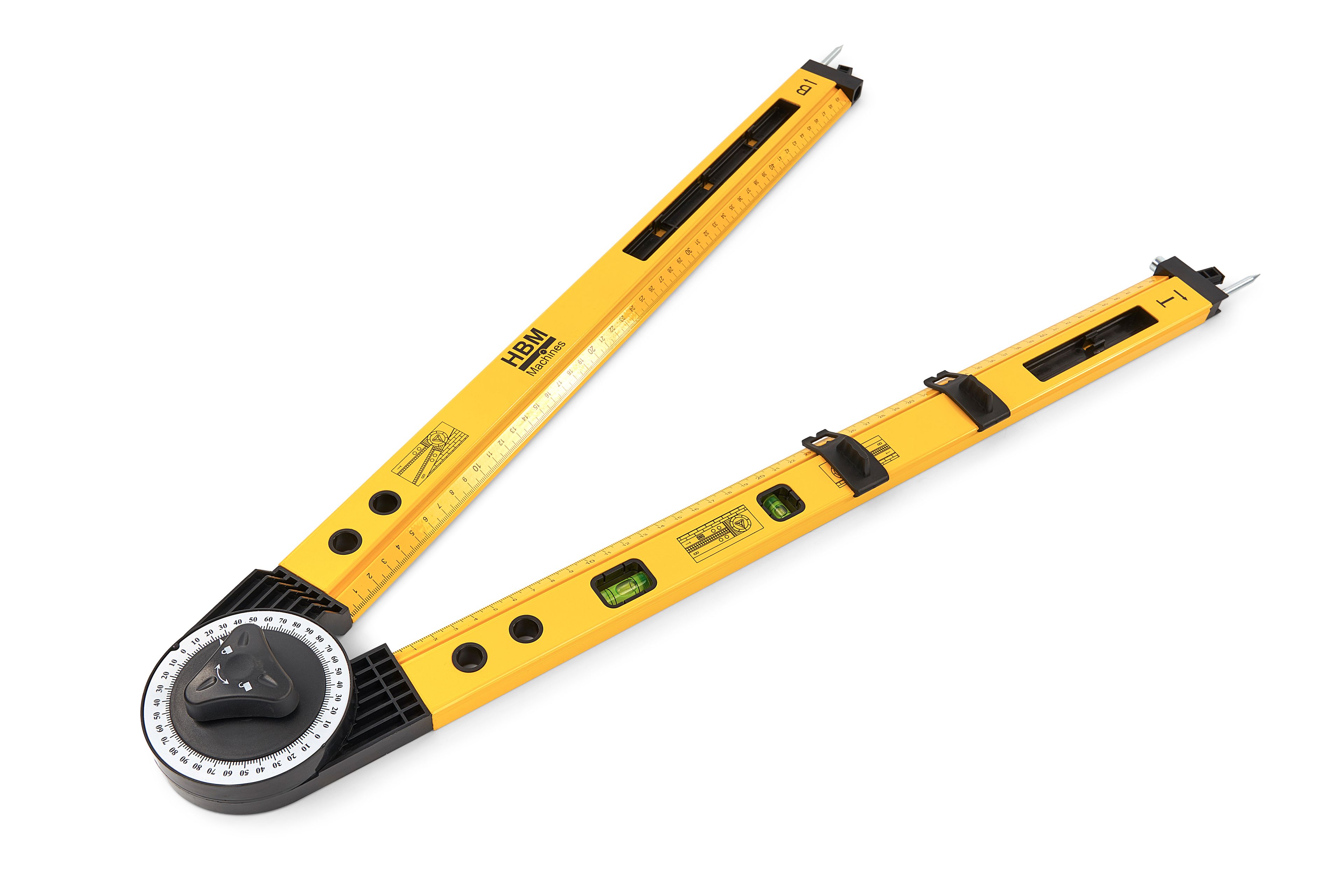Nivel Universal HBM 2 x 500 mm, Gancho de escuadra, Gancho de dos vías, Compás. Image 4