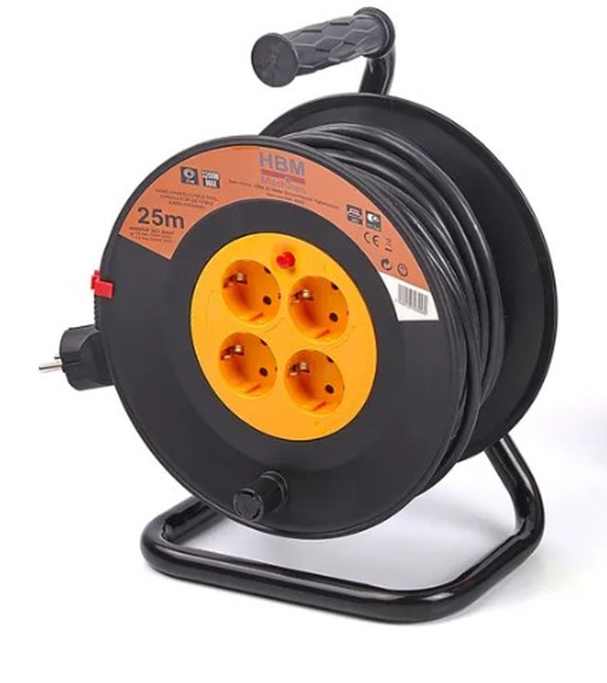 Carrete de extensión HBM de 25 metros, carrete de cable 3 x 1,5 mm