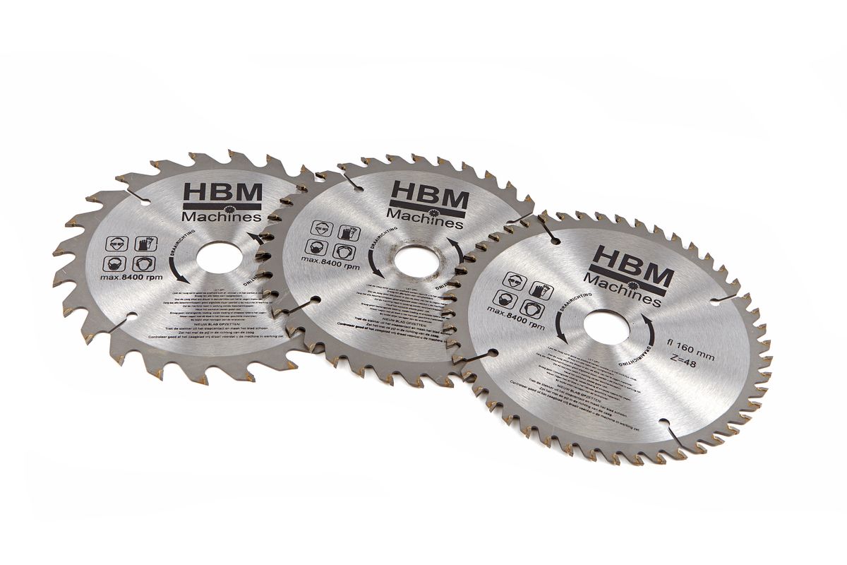 HBM 160 mm 3-teiliger Profi-Kreissägeblatt-Satz für Festool Kreissägen