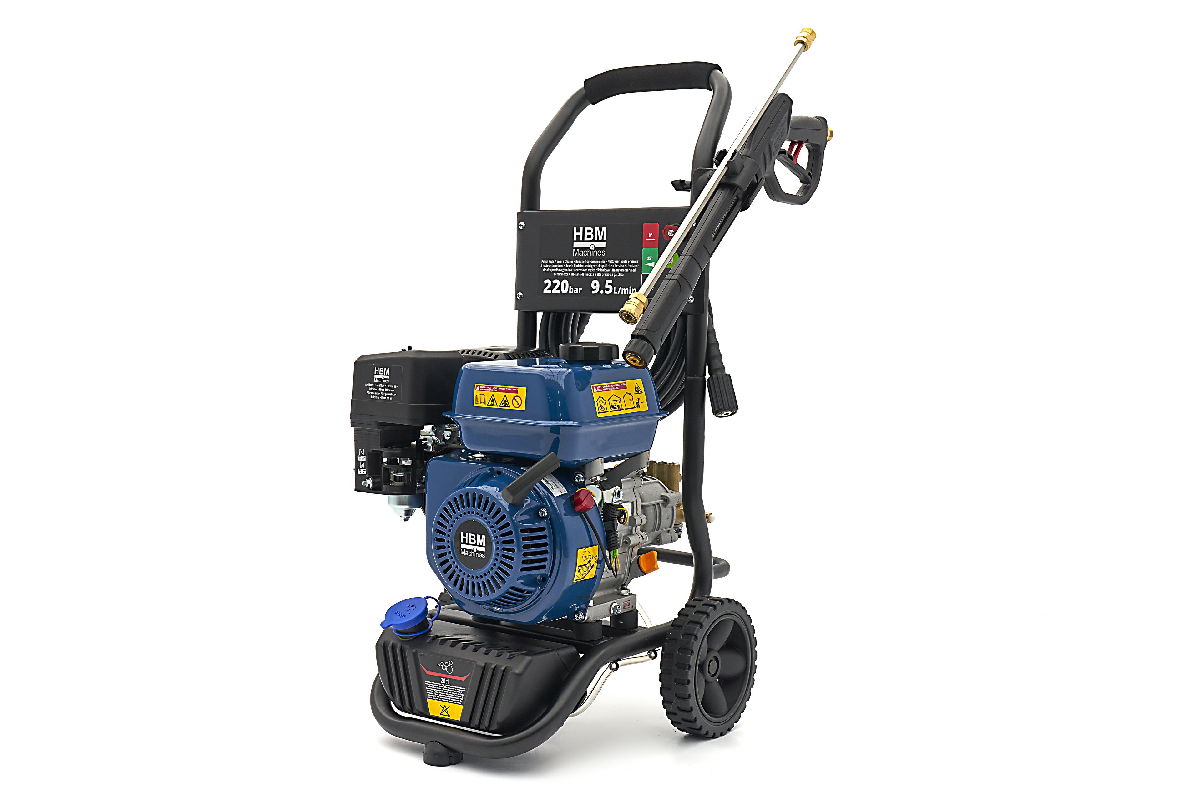 HBM benzine hogedrukreiniger 220 bar 9,5L/min208cc