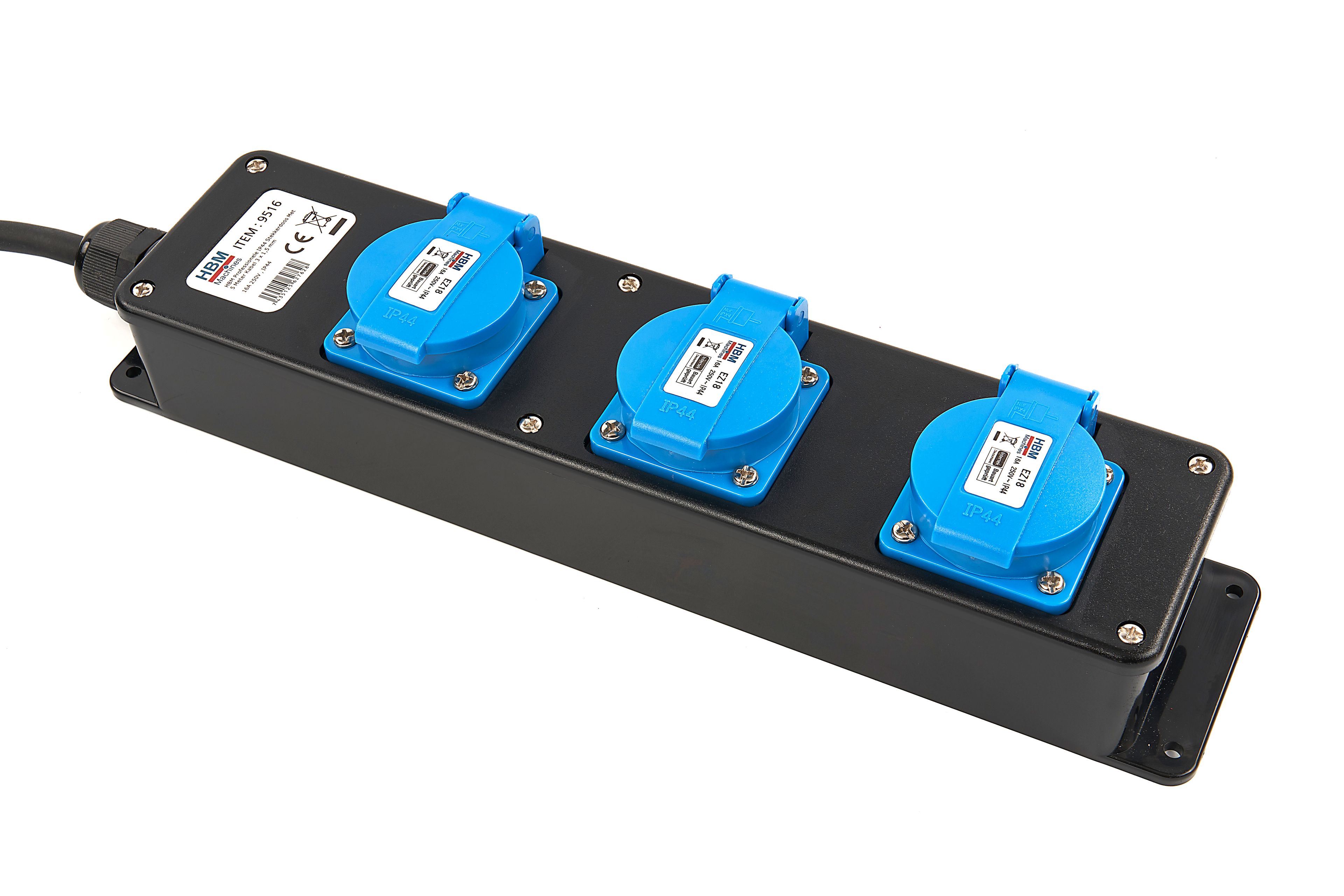 Barrette d'alimentation professionnelle HBM IP44 avec câble de 5 mètres 3 x 1,5 mm Image 3