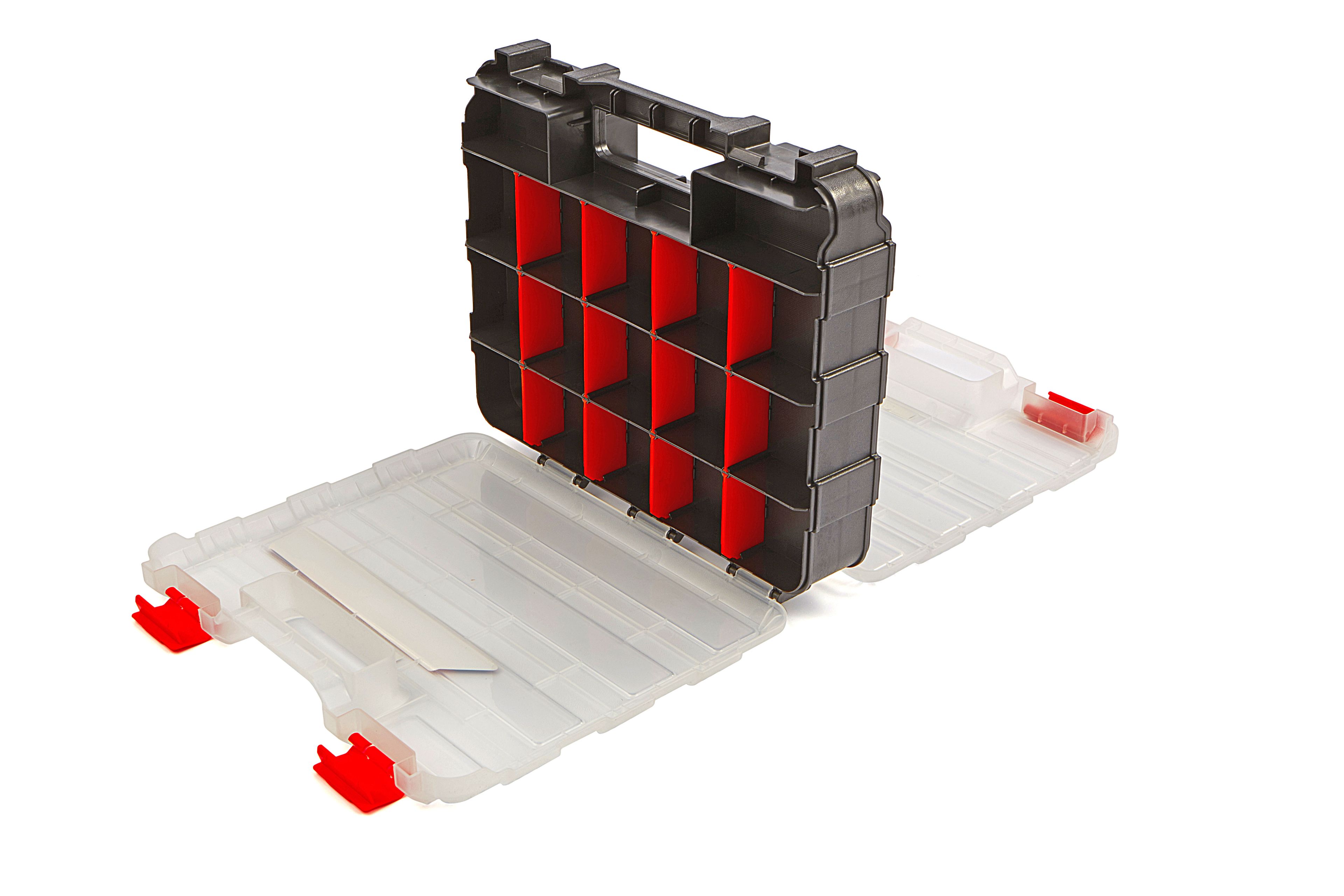 HBM assortimentsdoos dubbelzijdig 32 x 26 x 8 cm, met 30 vakken