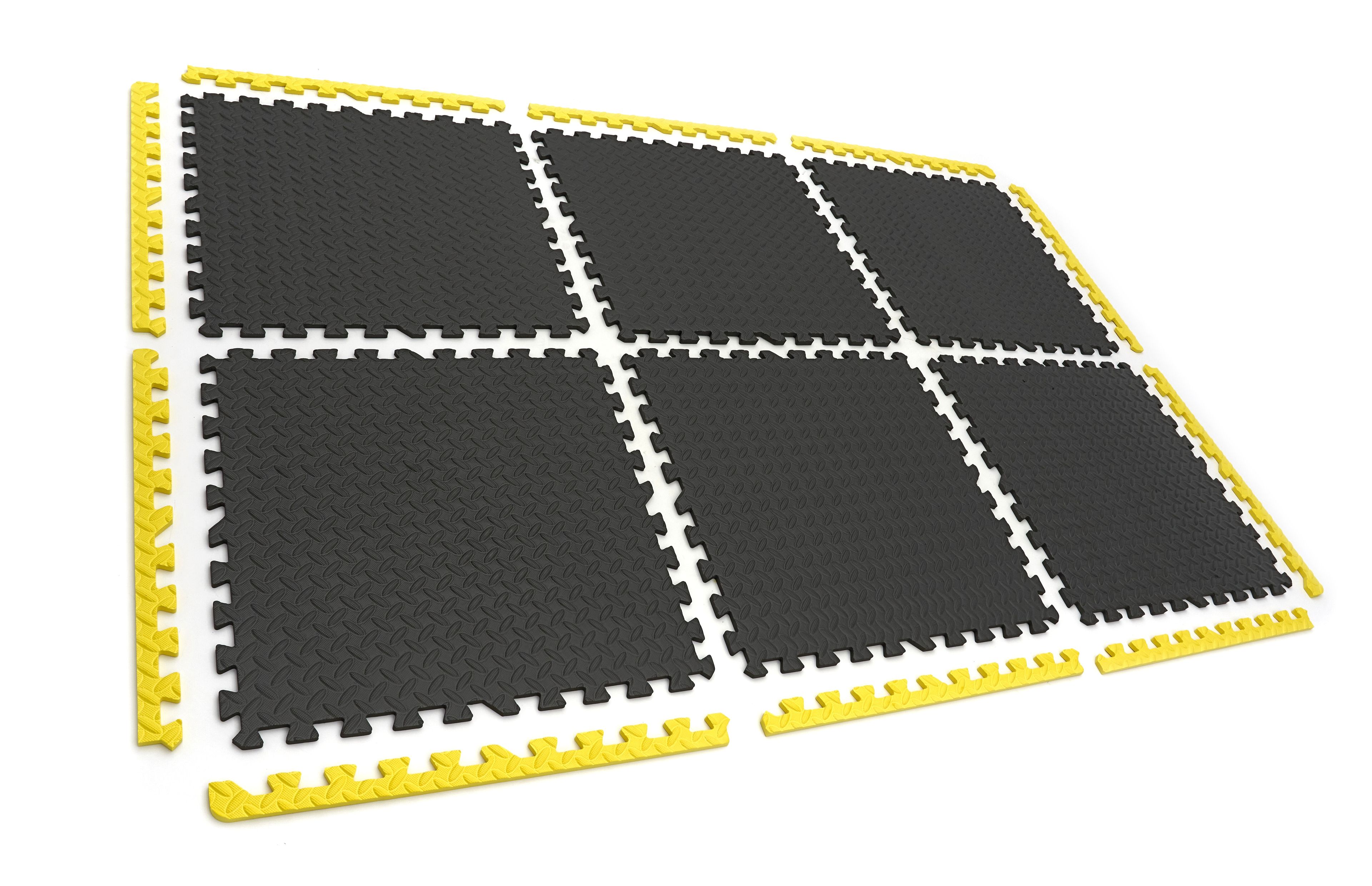 Jeu de dalles de sol EVA de HBM pour la protection des sols, 6 pièces, noir, jaune Image 7