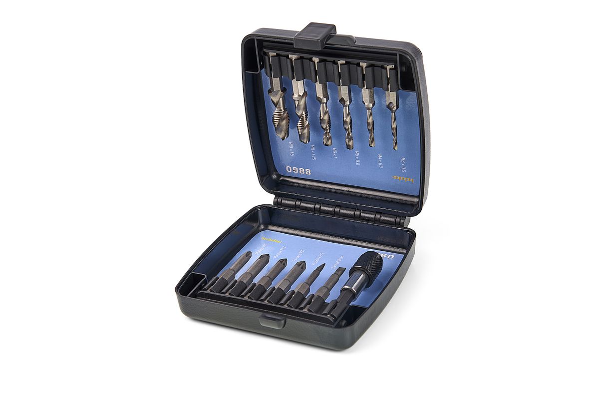 HBM conjunto de brocas de roscar y puntas con soporte de puntas de 14 piezas