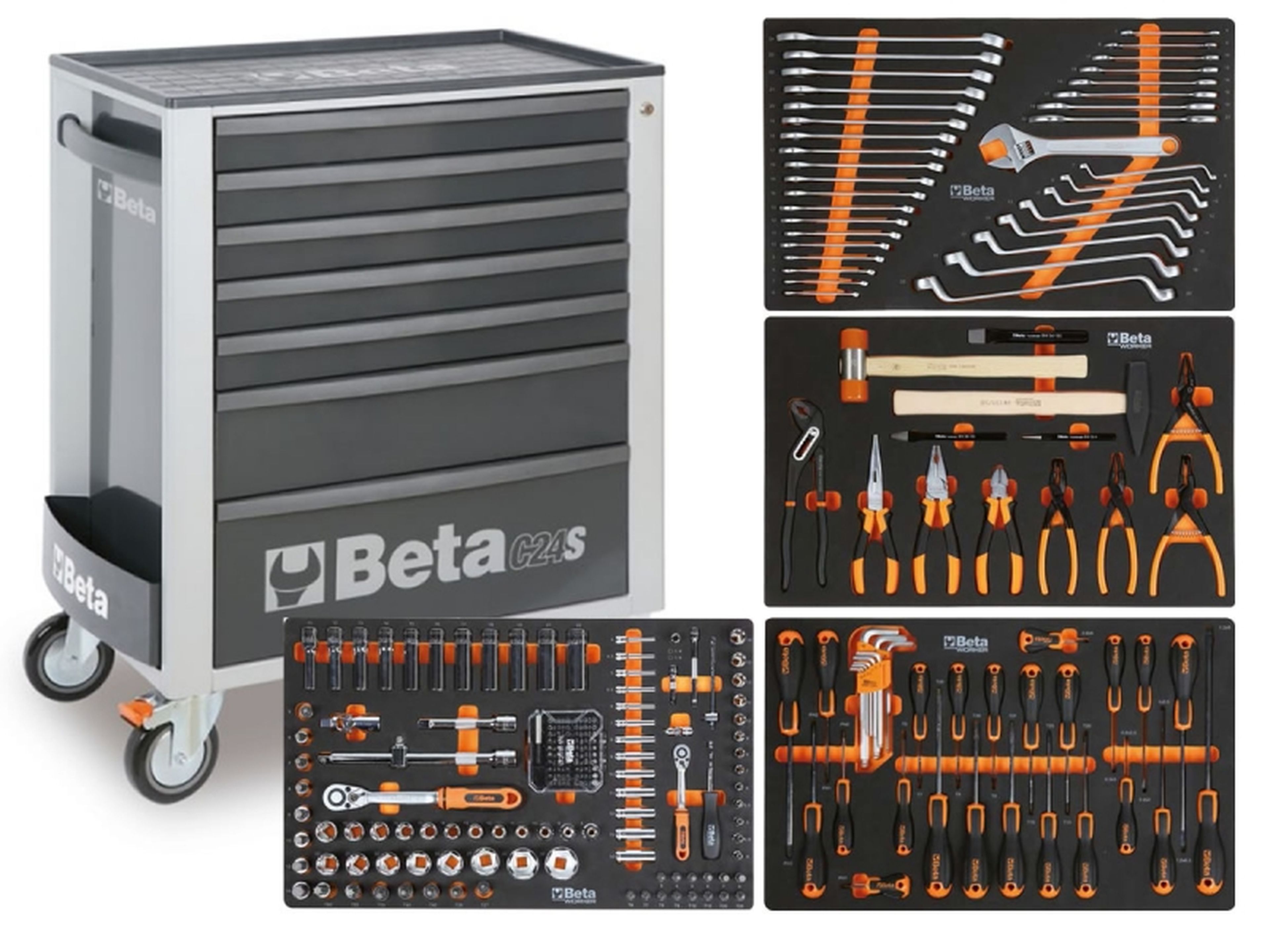 Carro de herramientas Beta, 7 cajones, 240 piezas, BW 2400S G/7 E-S gris Image 2