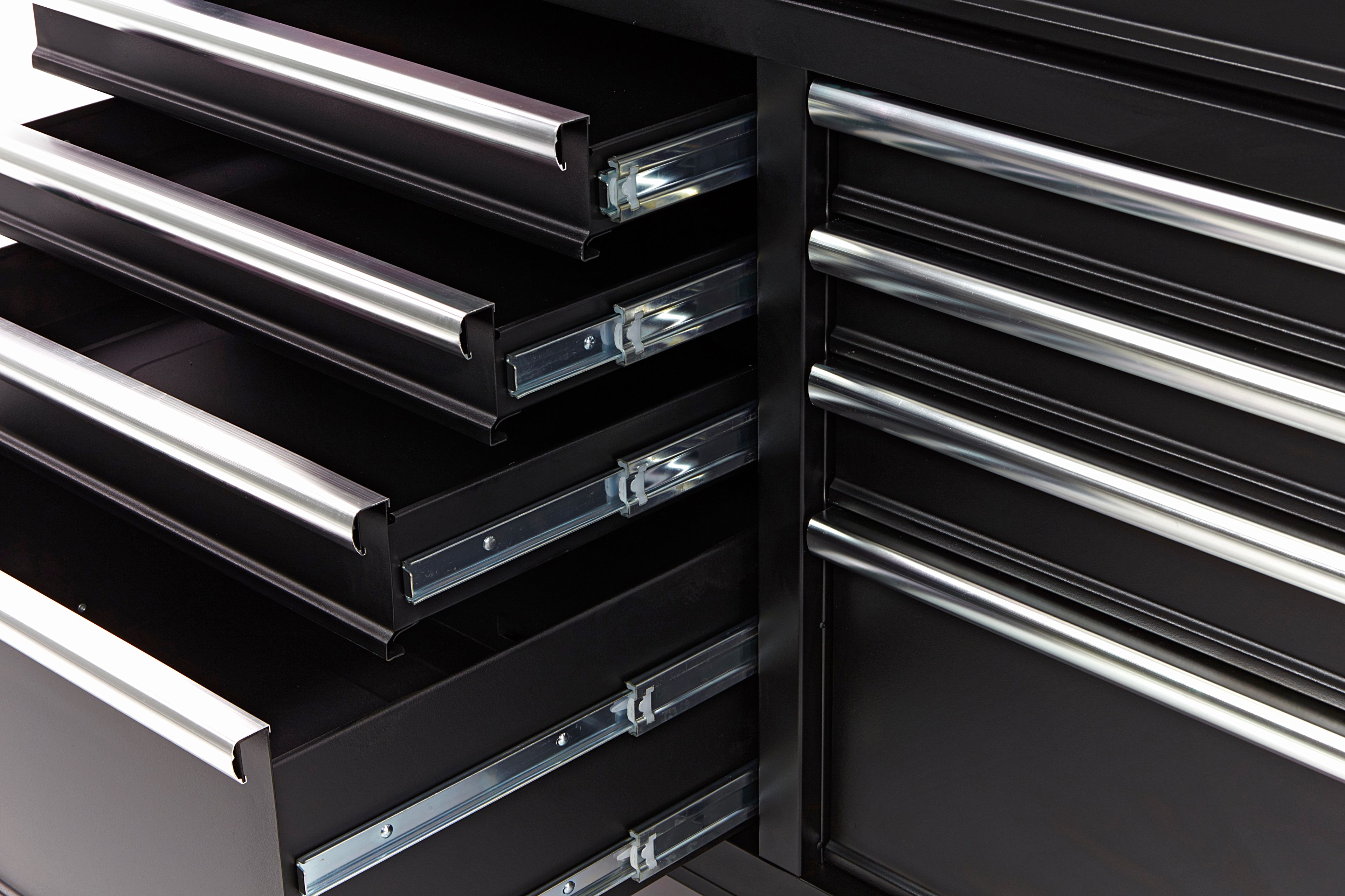 HBM verrijdbare gereedschapswagen, werkbank met houten werkblad 117 cm, zwart Image 6