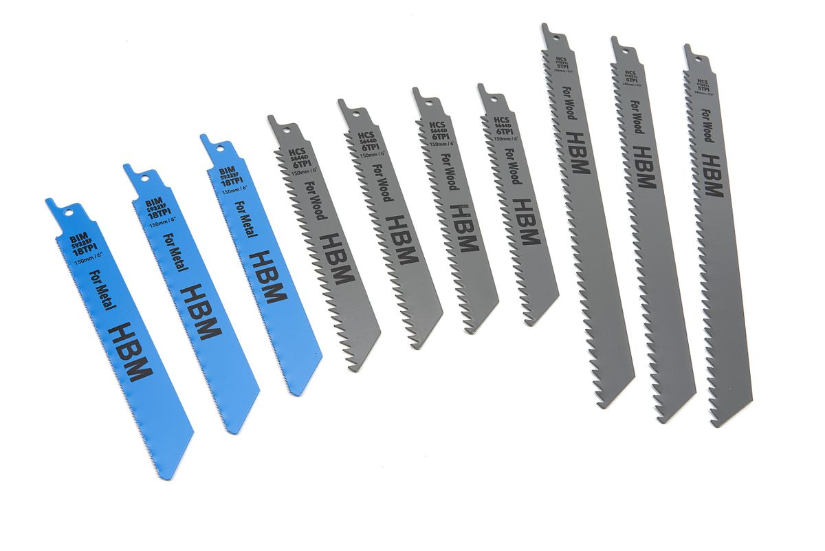 Conjunto de 10 hojas de sierra recíproca HBM para madera y metal