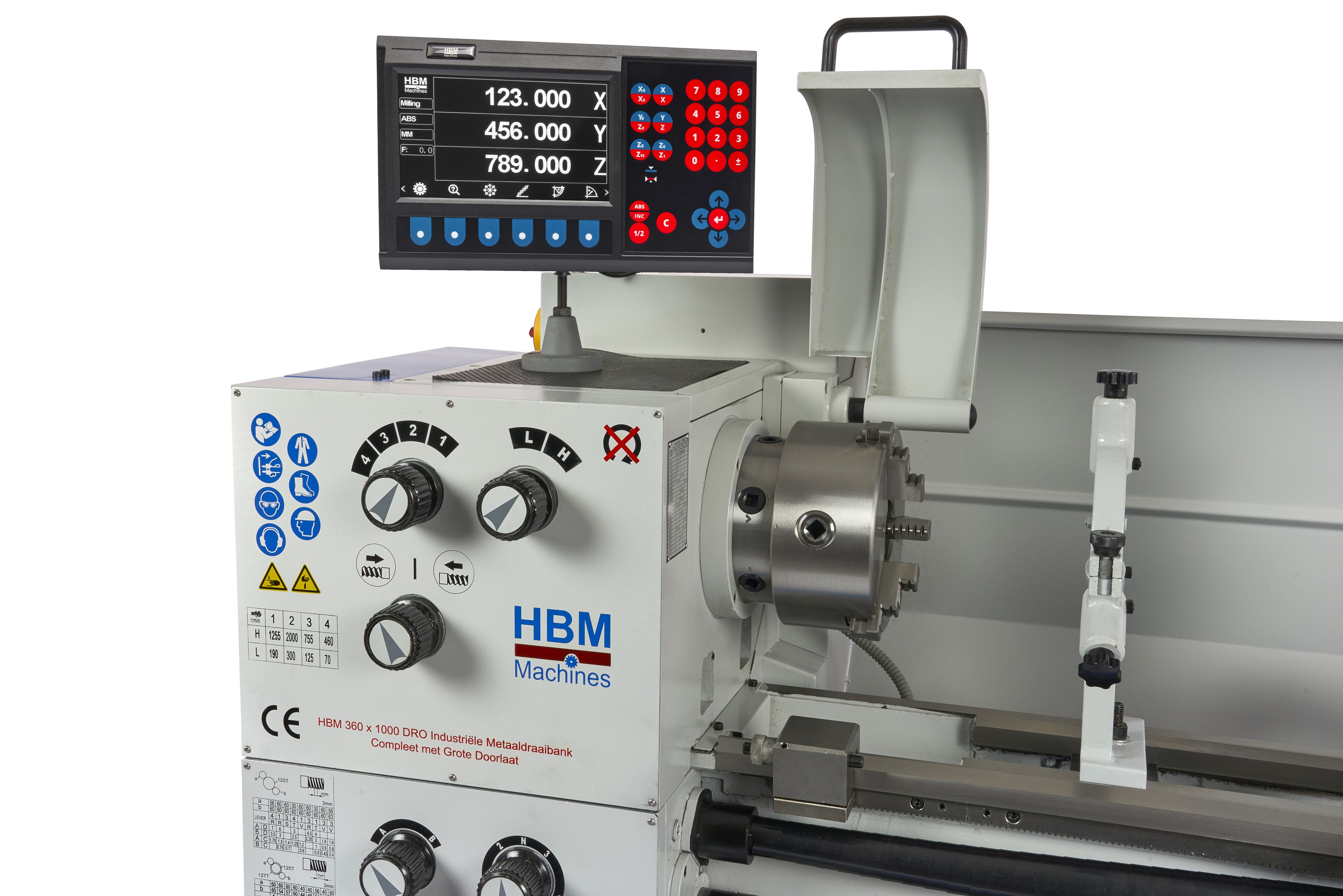 HBM metaaldraaibank 360 x 1000 DRO 400 Volt Image 10